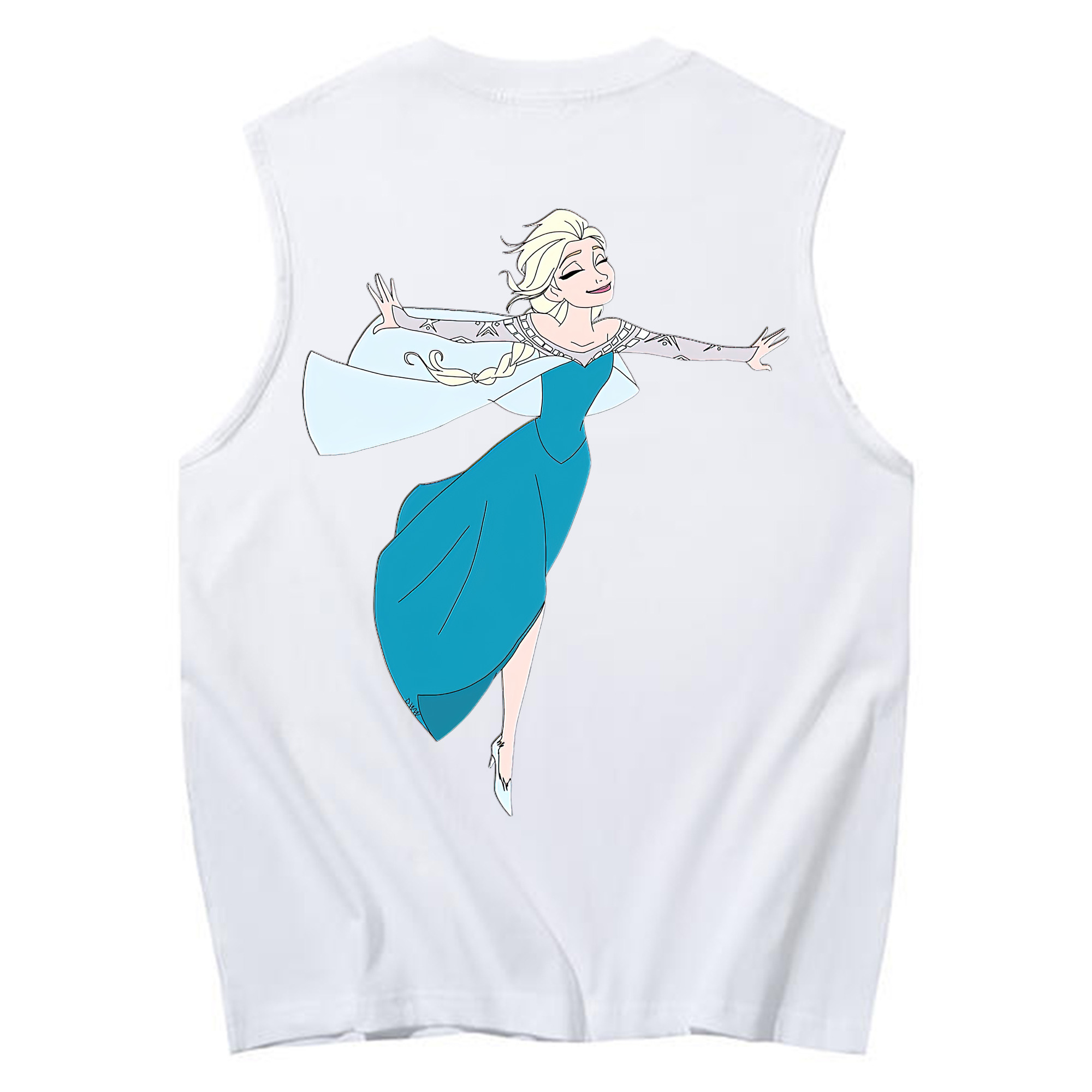 （画像用） アナと雪の女王 アンナ エルサ Frozen Anna Elsa コットン100％タンクトップ（背面プリント）