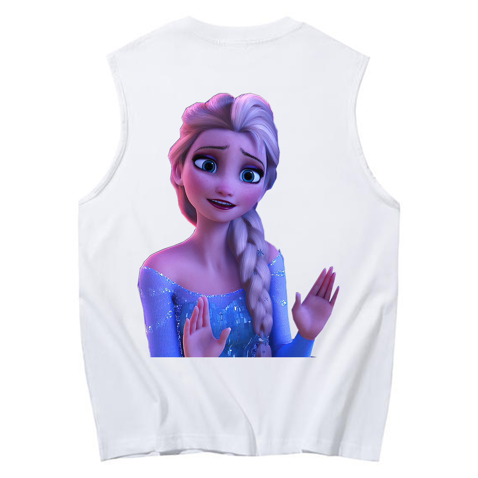 （画像用） アナと雪の女王 アンナ エルサ Frozen Anna Elsa コットン100％タンクトップ（背面プリント）