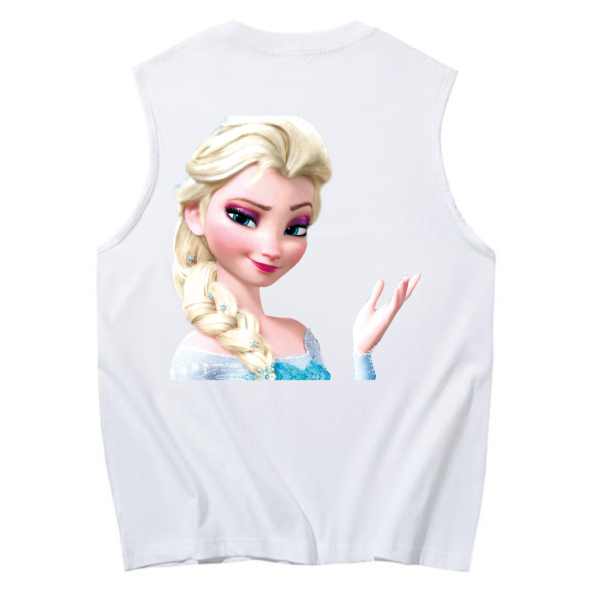 （画像用） アナと雪の女王 アンナ エルサ Frozen Anna Elsa コットン100％タンクトップ（背面プリント）