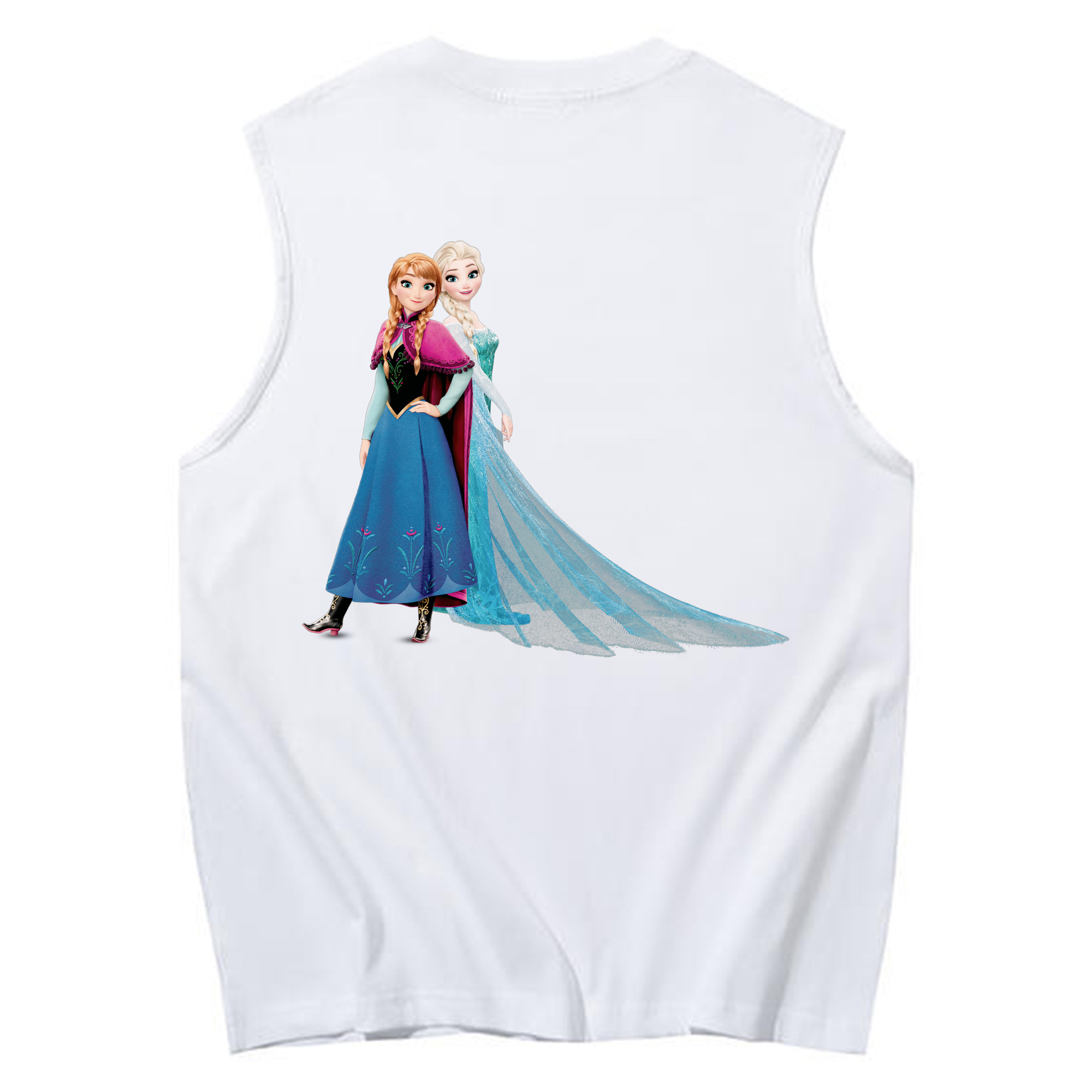 （画像用） アナと雪の女王 アンナ エルサ Frozen Anna Elsa コットン100％タンクトップ（背面プリント）