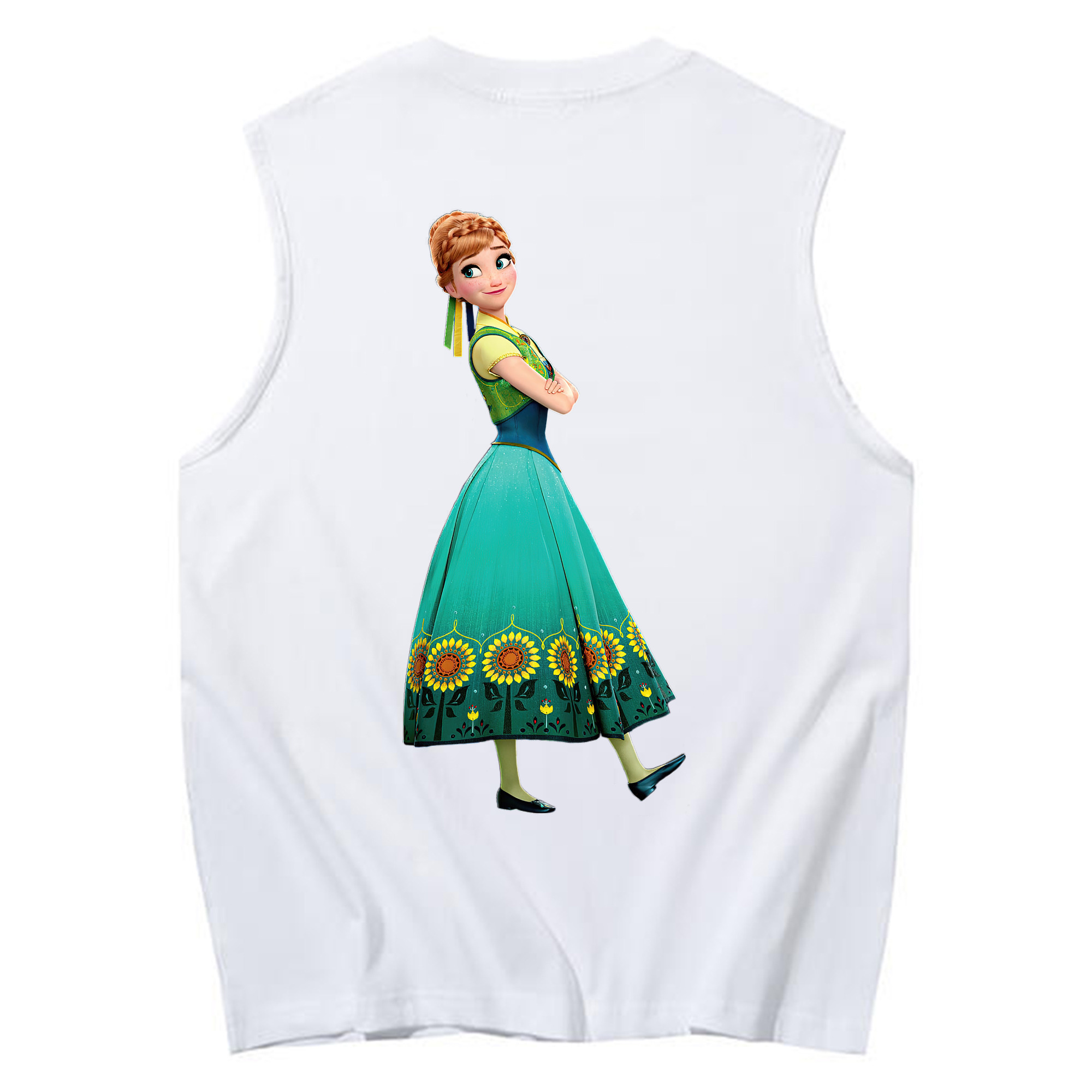 （画像用） アナと雪の女王 アンナ エルサ Frozen Anna Elsa コットン100％タンクトップ（背面プリント）