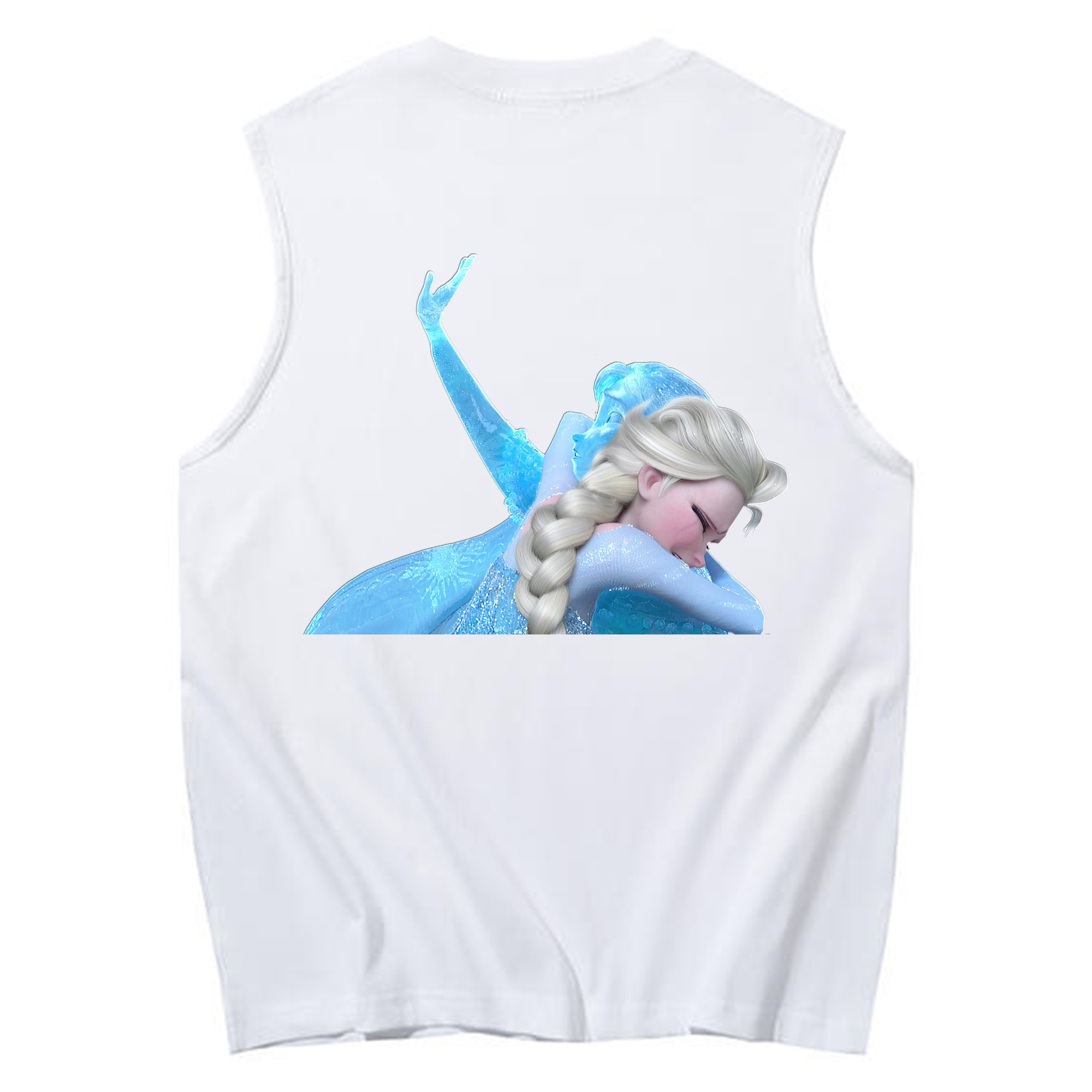 （画像用） アナと雪の女王 アンナ エルサ Frozen Anna Elsa コットン100％タンクトップ（背面プリント）