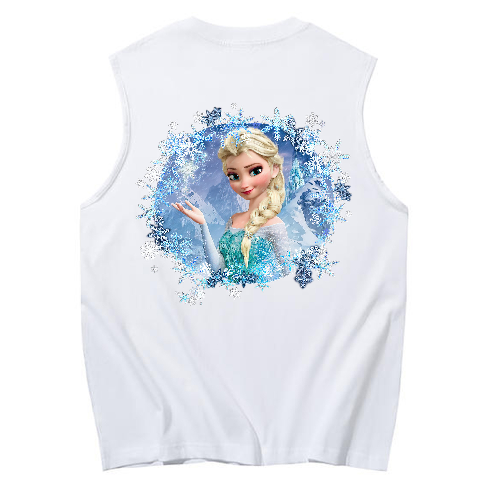 （画像用） アナと雪の女王 アンナ エルサ Frozen Anna Elsa コットン100％タンクトップ（背面プリント）