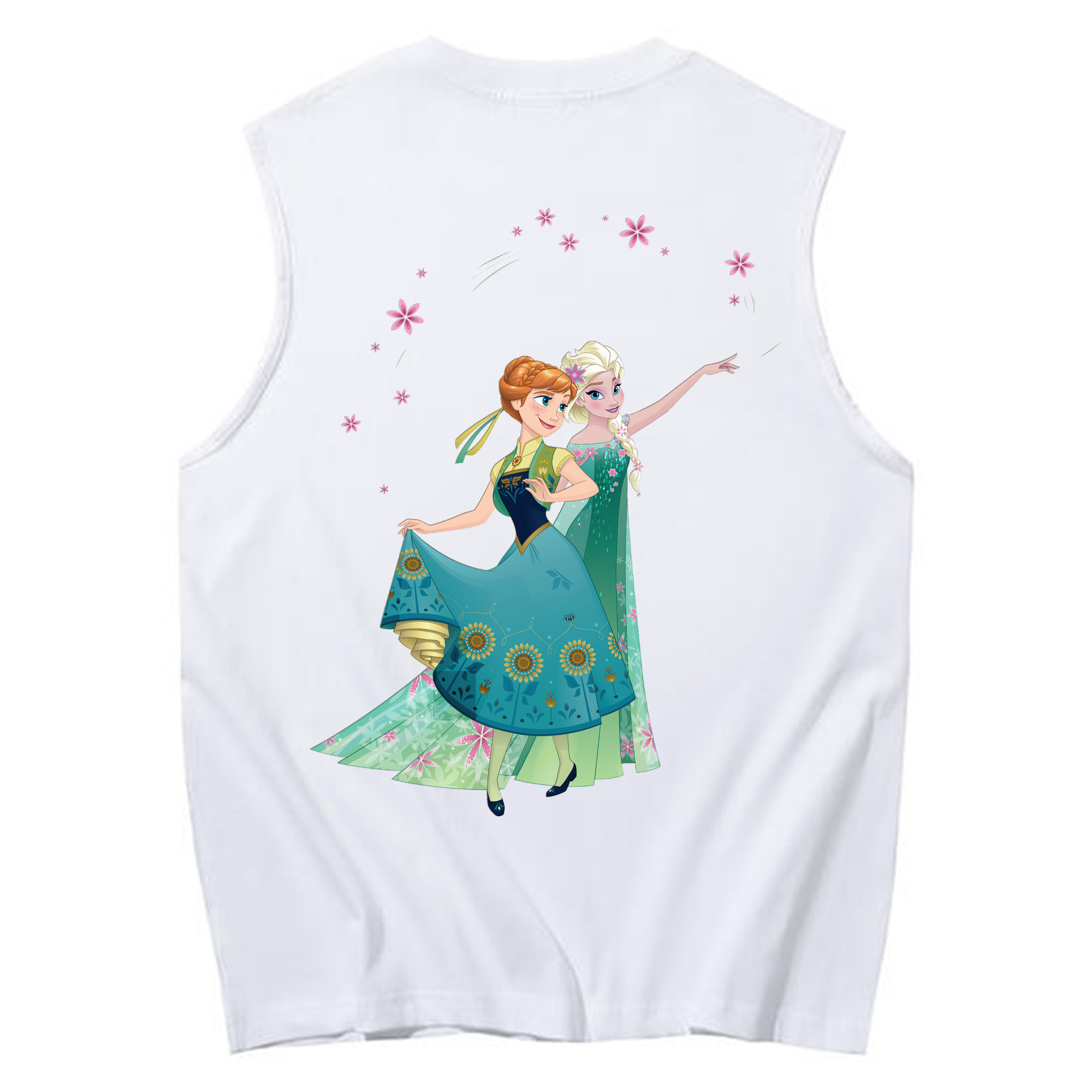 （画像用） アナと雪の女王 アンナ エルサ Frozen Anna Elsa コットン100％タンクトップ（背面プリント）