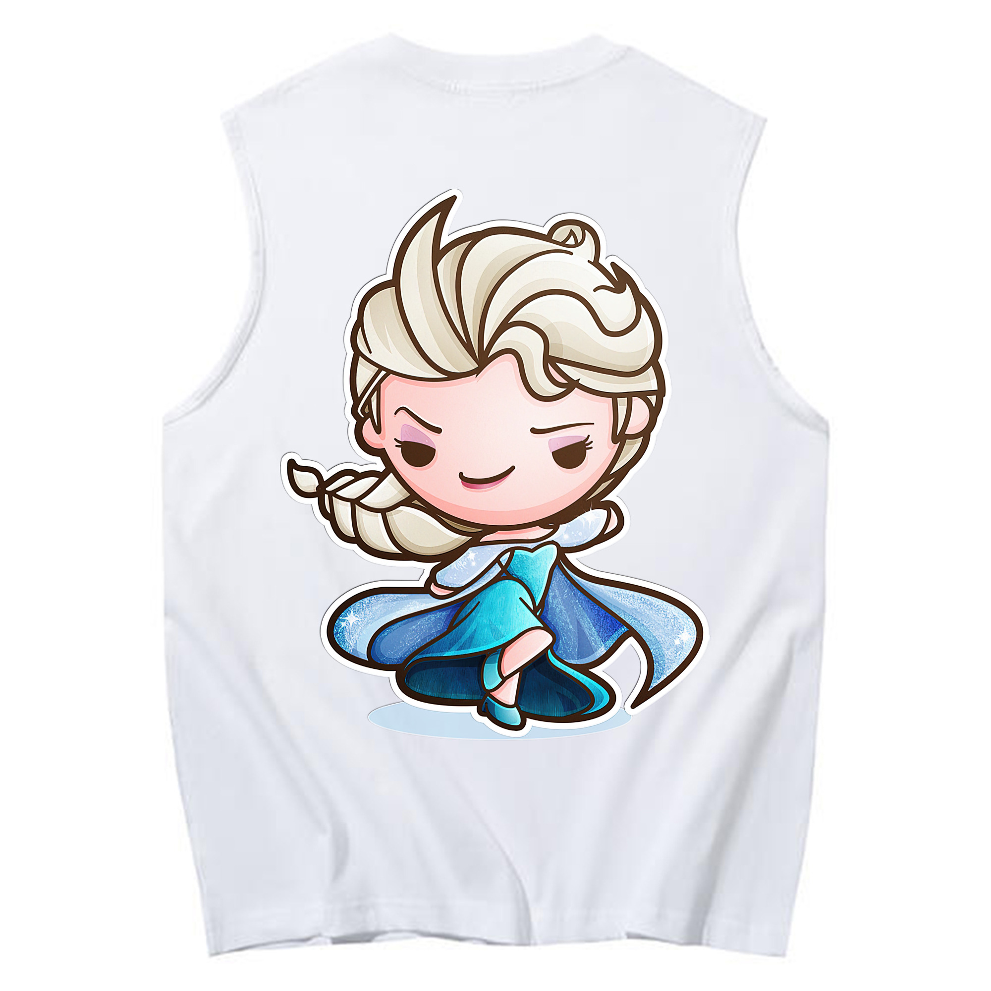 （画像用） アナと雪の女王 アンナ エルサ Frozen Anna Elsa コットン100％タンクトップ（背面プリント）