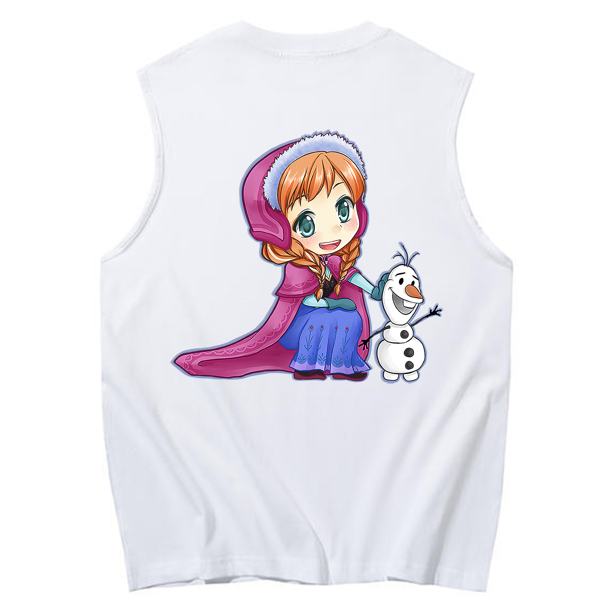 （画像用） アナと雪の女王 アンナ エルサ Frozen Anna Elsa コットン100％タンクトップ（背面プリント）