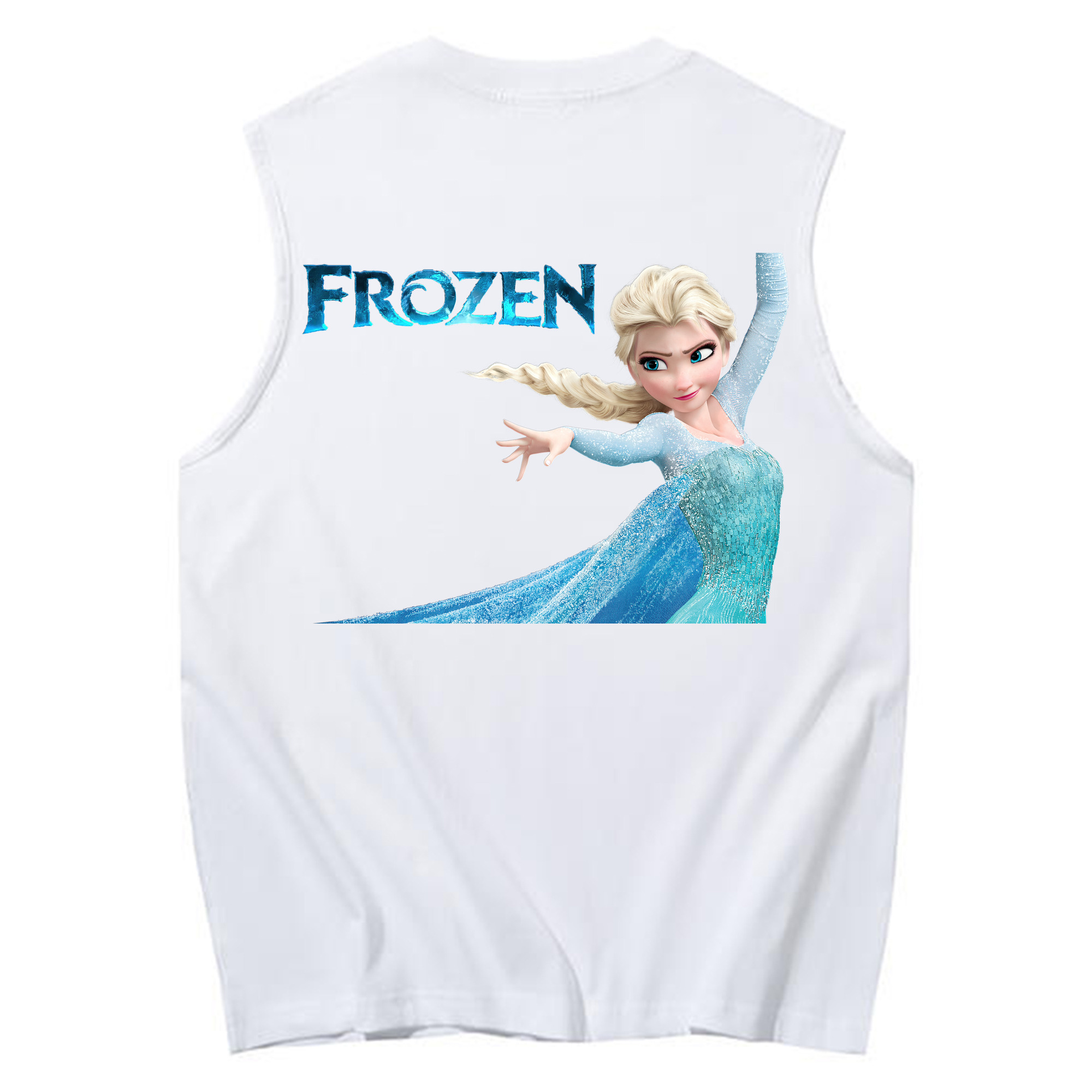 （画像用） アナと雪の女王 アンナ エルサ Frozen Anna Elsa コットン100％タンクトップ（背面プリント）