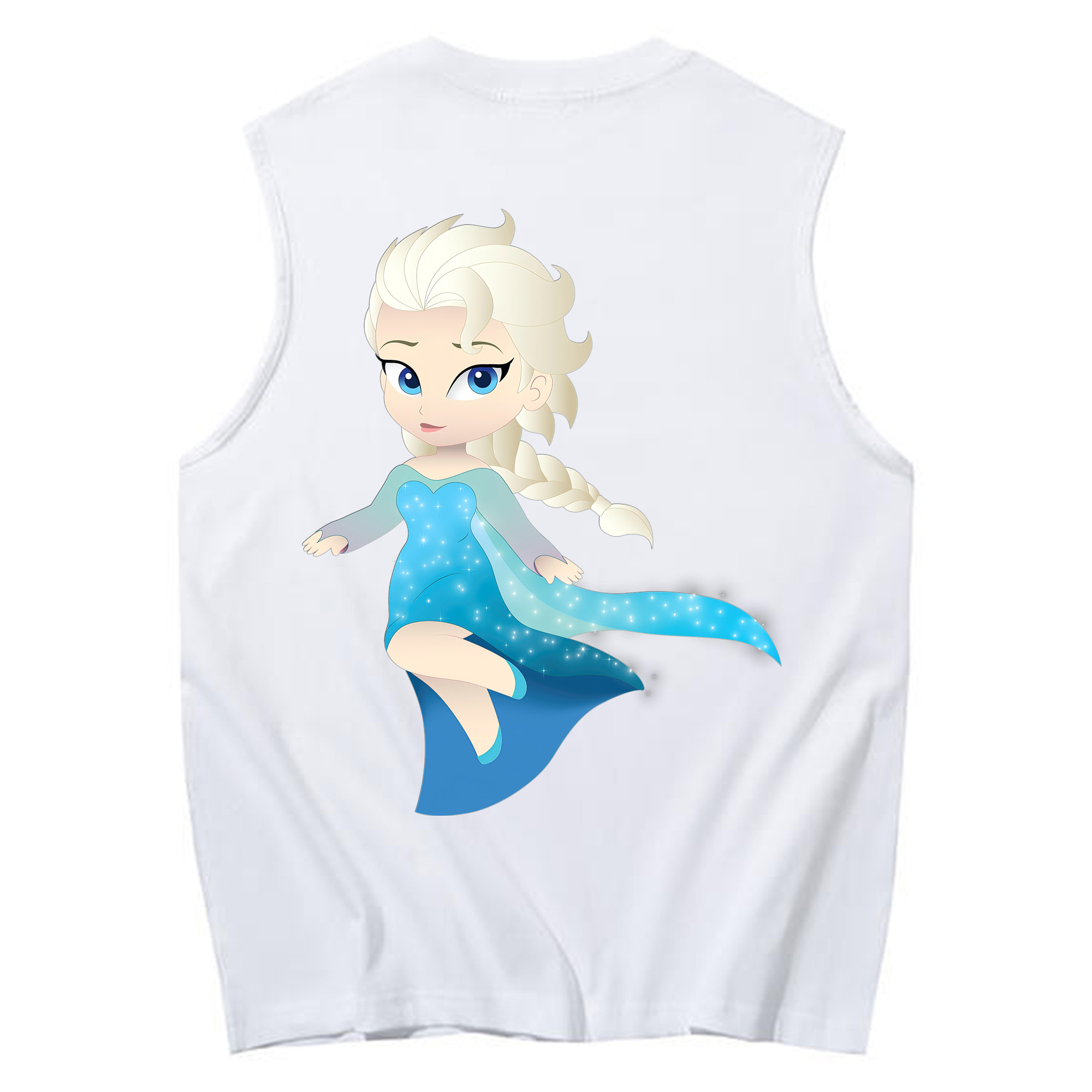 （画像用） アナと雪の女王 アンナ エルサ Frozen Anna Elsa コットン100％タンクトップ（背面プリント）