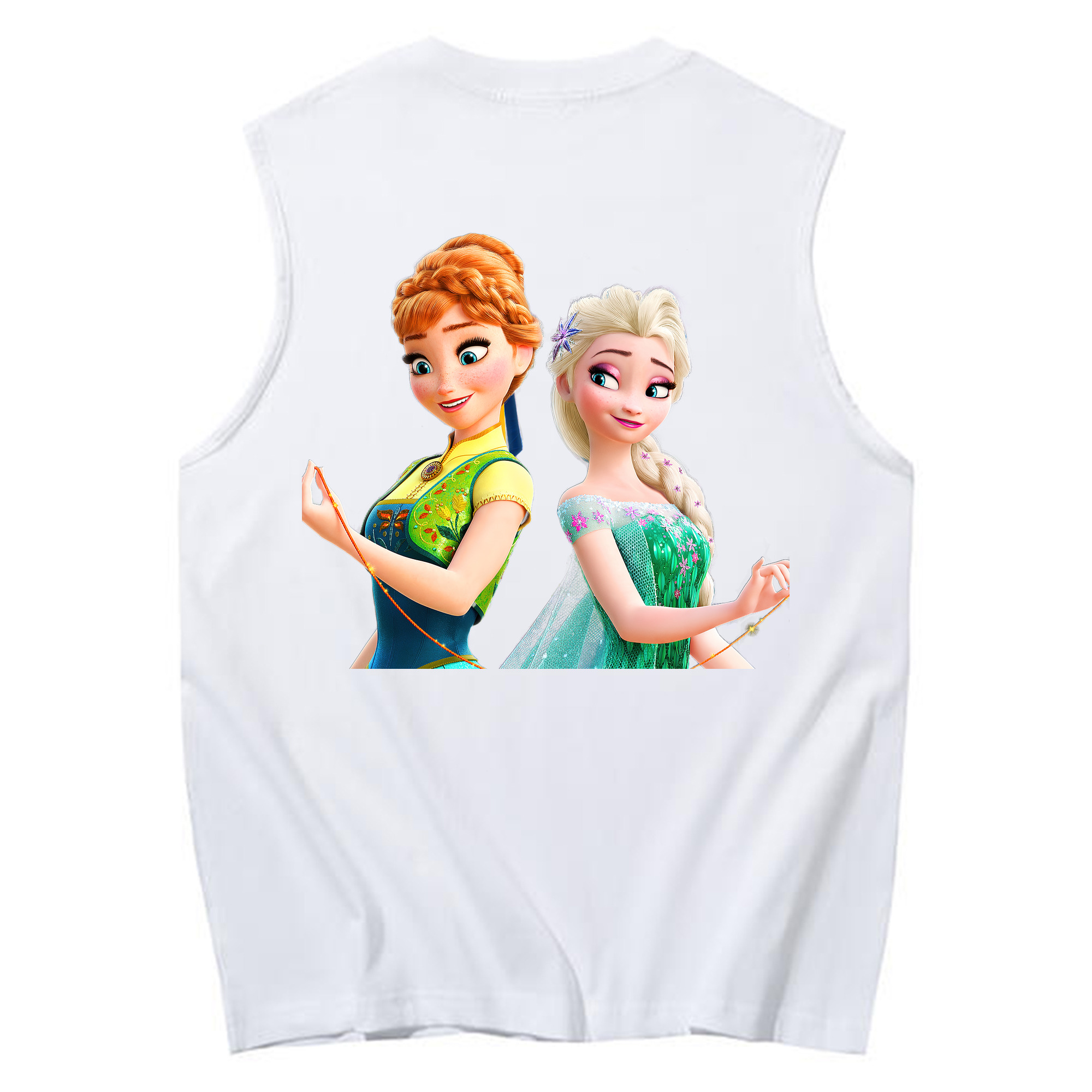 （画像用） アナと雪の女王 アンナ エルサ Frozen Anna Elsa コットン100％タンクトップ（背面プリント）