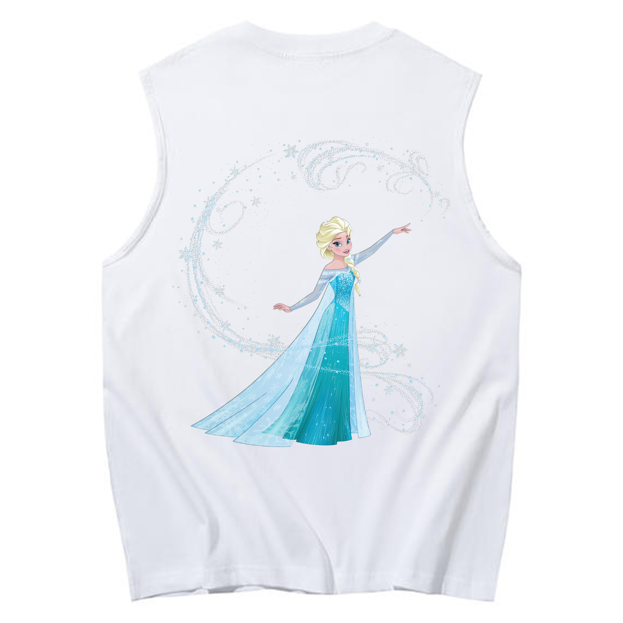 （画像用） アナと雪の女王 アンナ エルサ Frozen Anna Elsa コットン100％タンクトップ（背面プリント）