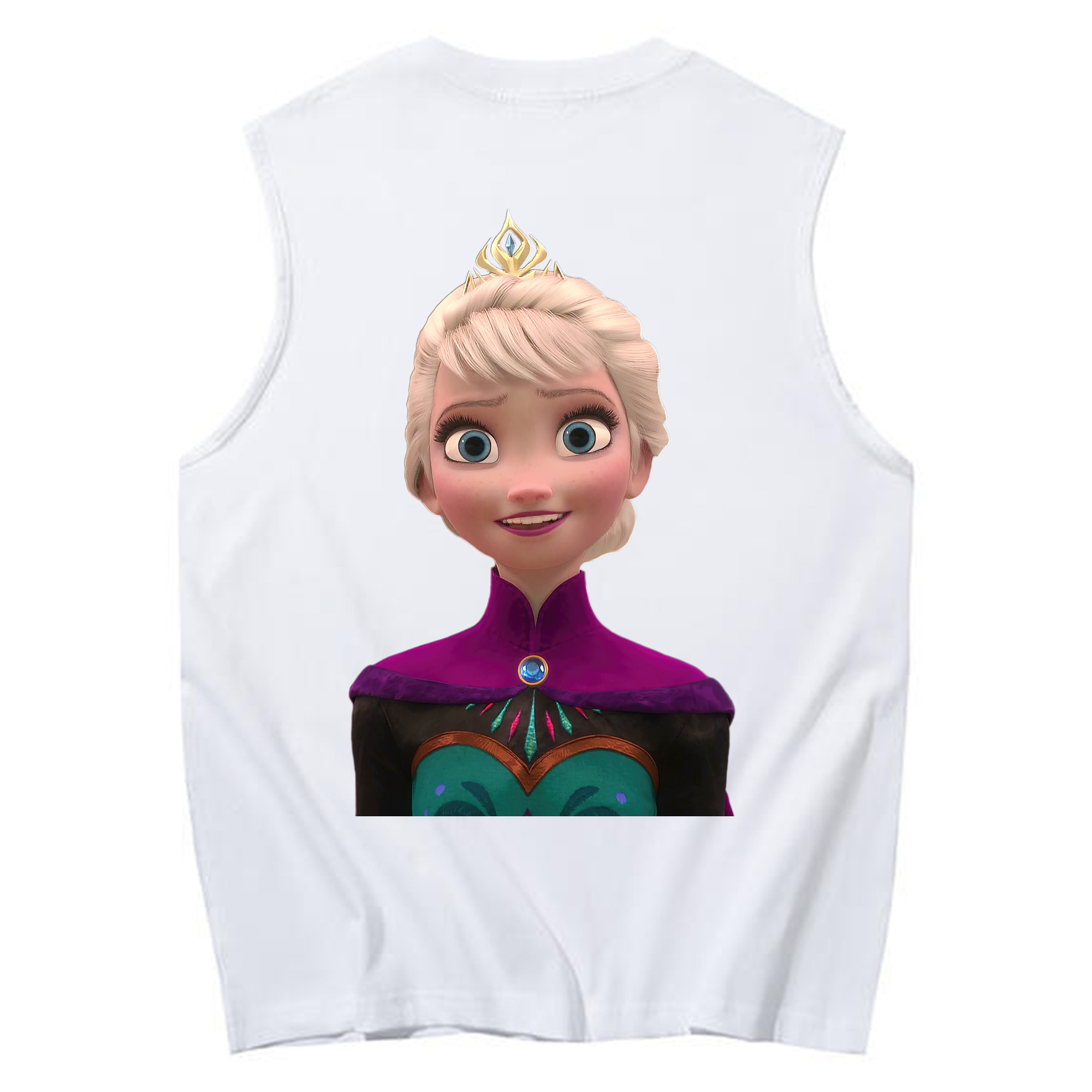 （画像用） アナと雪の女王 アンナ エルサ Frozen Anna Elsa コットン100％タンクトップ（背面プリント）