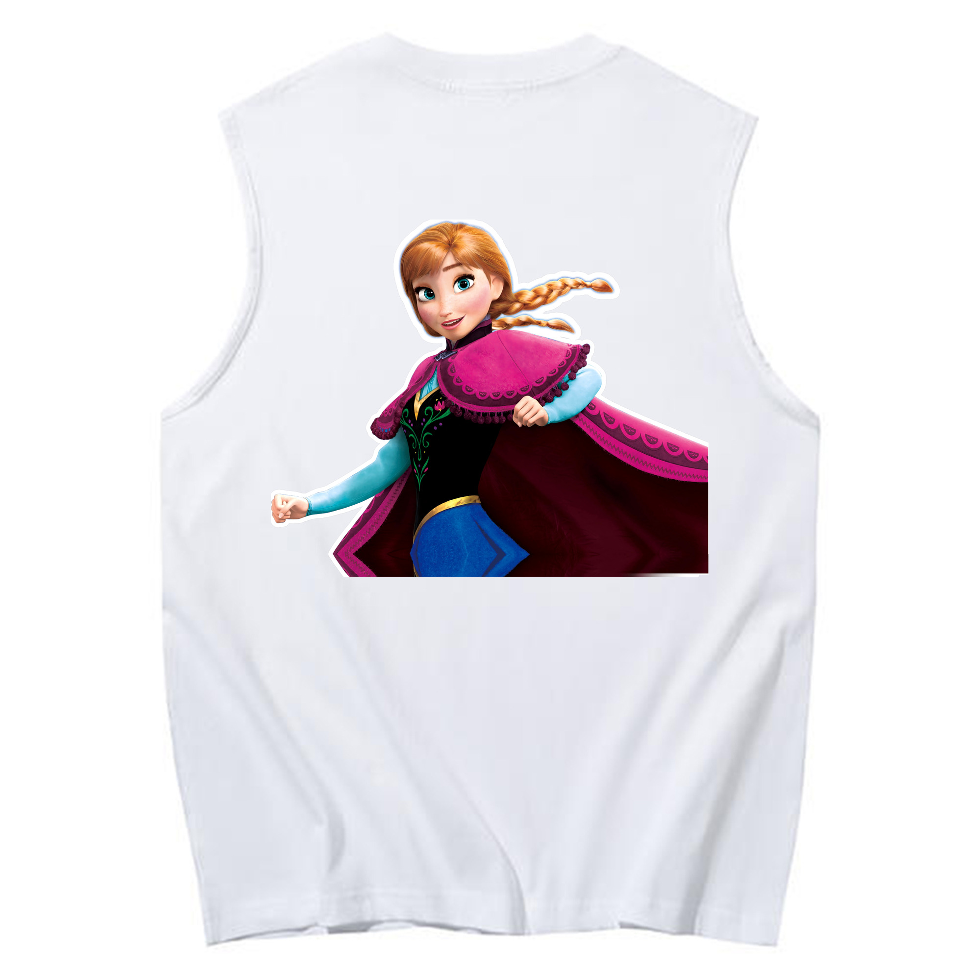 （画像用） アナと雪の女王 アンナ エルサ Frozen Anna Elsa コットン100％タンクトップ（背面プリント）