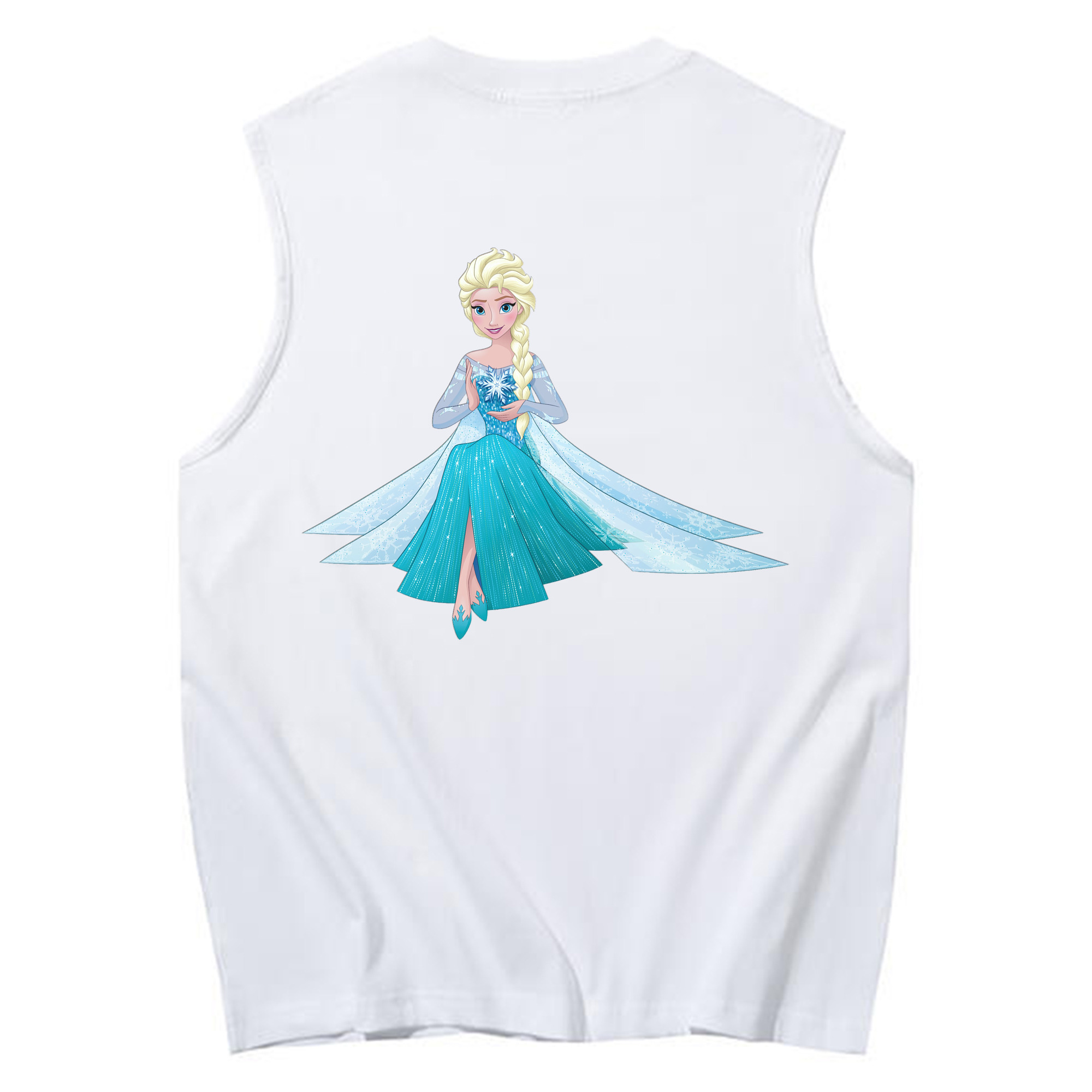 （画像用） アナと雪の女王 アンナ エルサ Frozen Anna Elsa コットン100％タンクトップ（背面プリント）