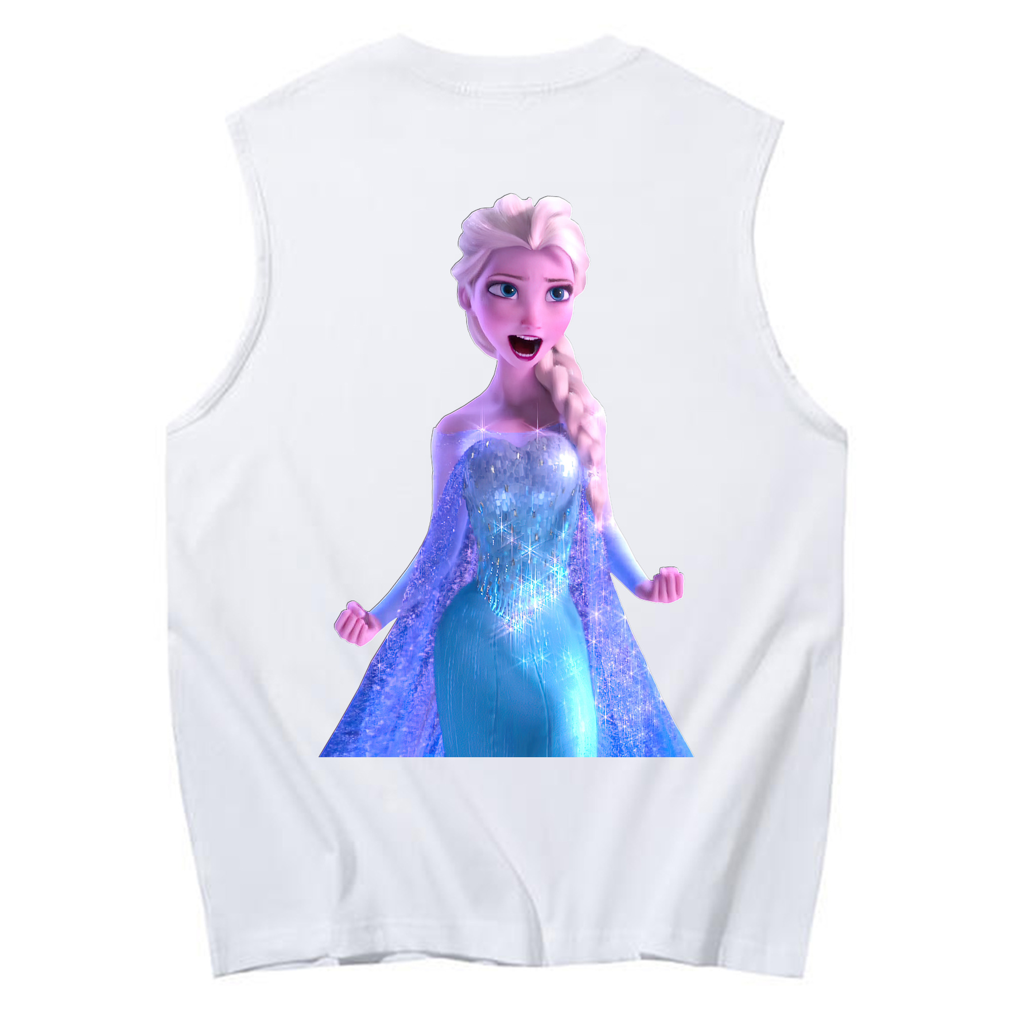 （画像用） アナと雪の女王 アンナ エルサ Frozen Anna Elsa コットン100％タンクトップ（背面プリント）