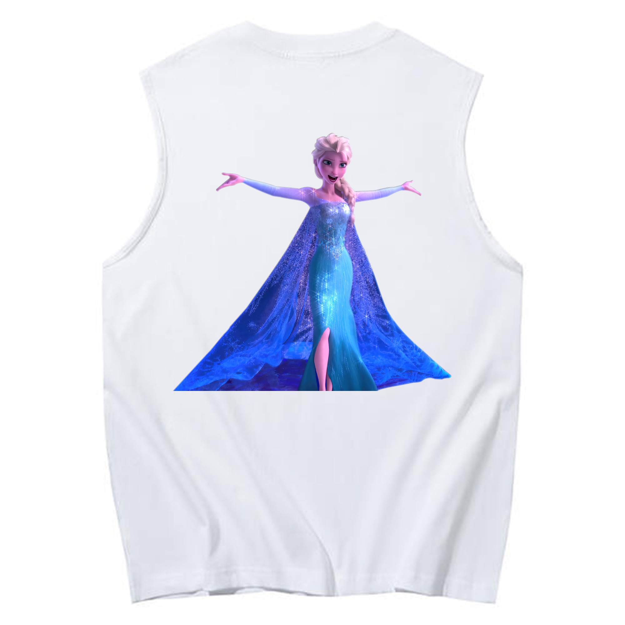 （画像用） アナと雪の女王 アンナ エルサ Frozen Anna Elsa コットン100％タンクトップ（背面プリント）