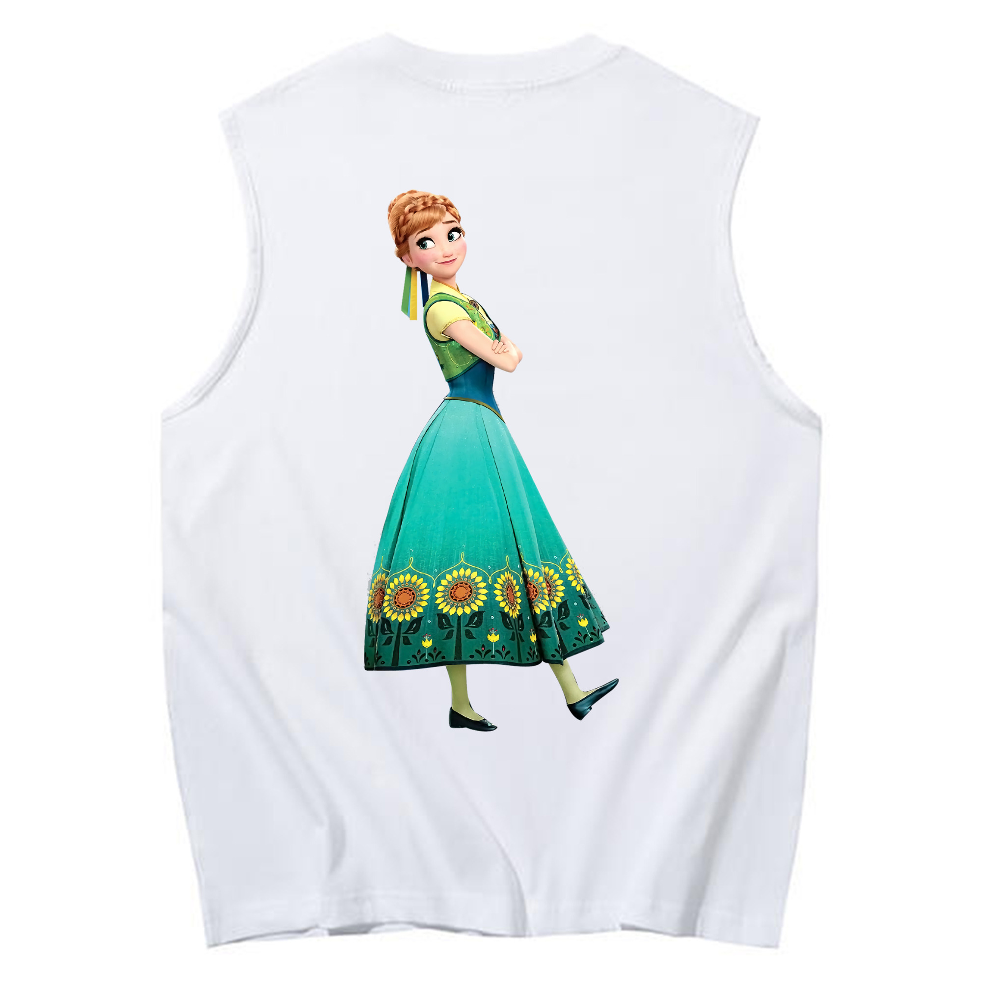 （画像用） アナと雪の女王 アンナ エルサ Frozen Anna Elsa コットン100％タンクトップ（背面プリント）