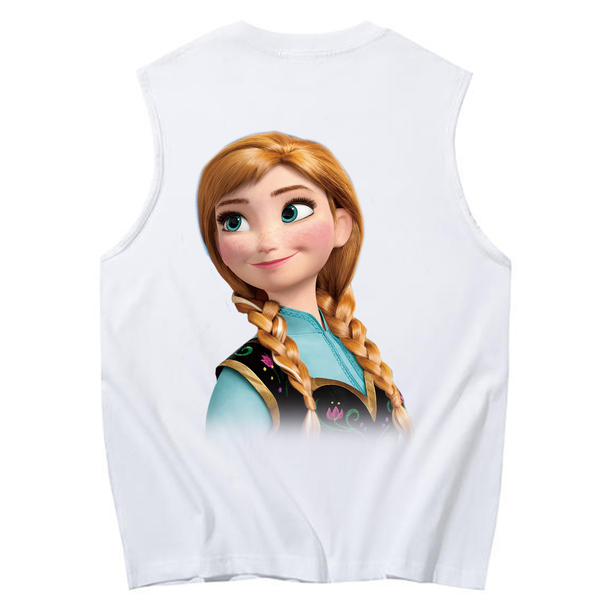 （画像用） アナと雪の女王 アンナ エルサ Frozen Anna Elsa コットン100％タンクトップ（背面プリント）
