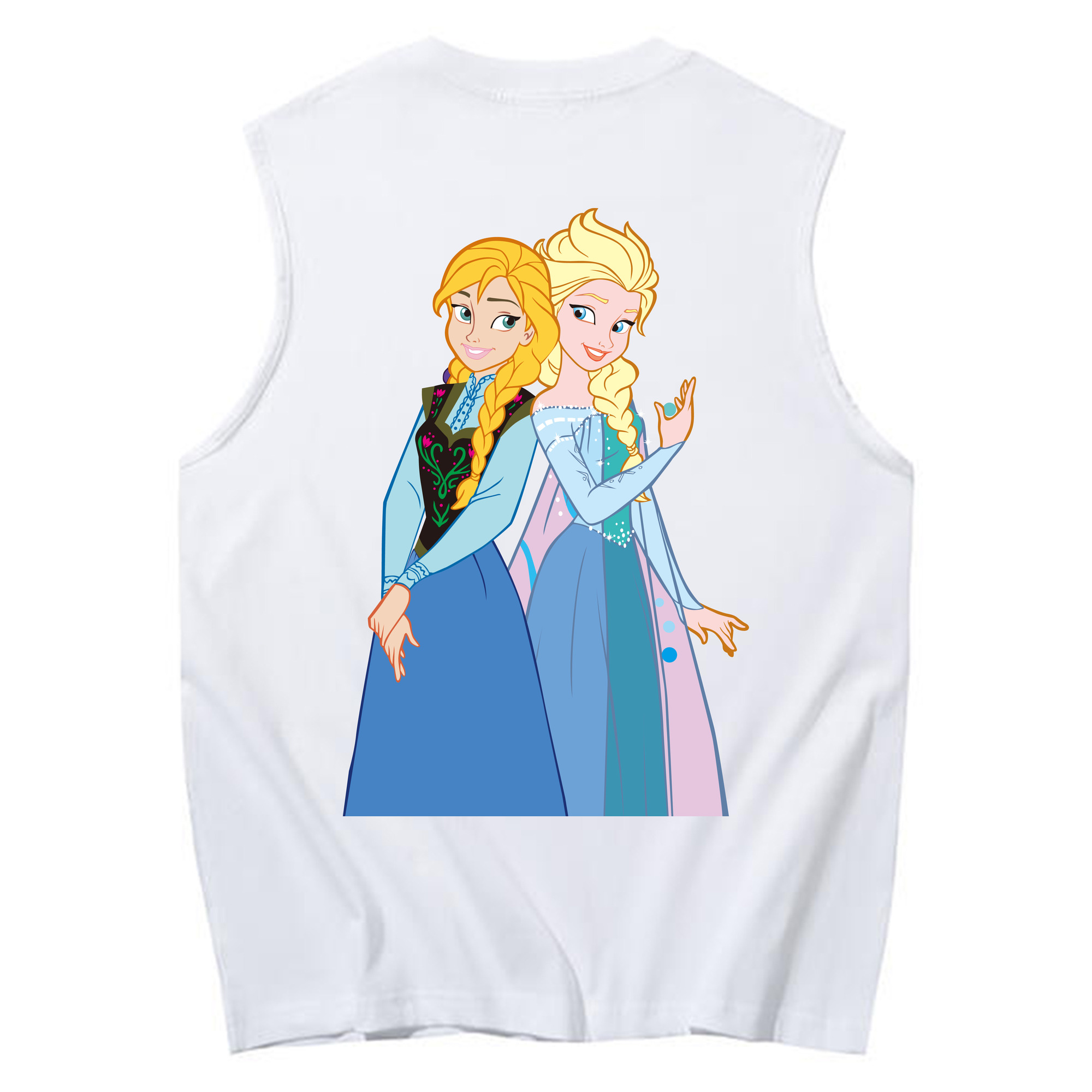 （画像用） アナと雪の女王 アンナ エルサ Frozen Anna Elsa コットン100％タンクトップ（背面プリント）