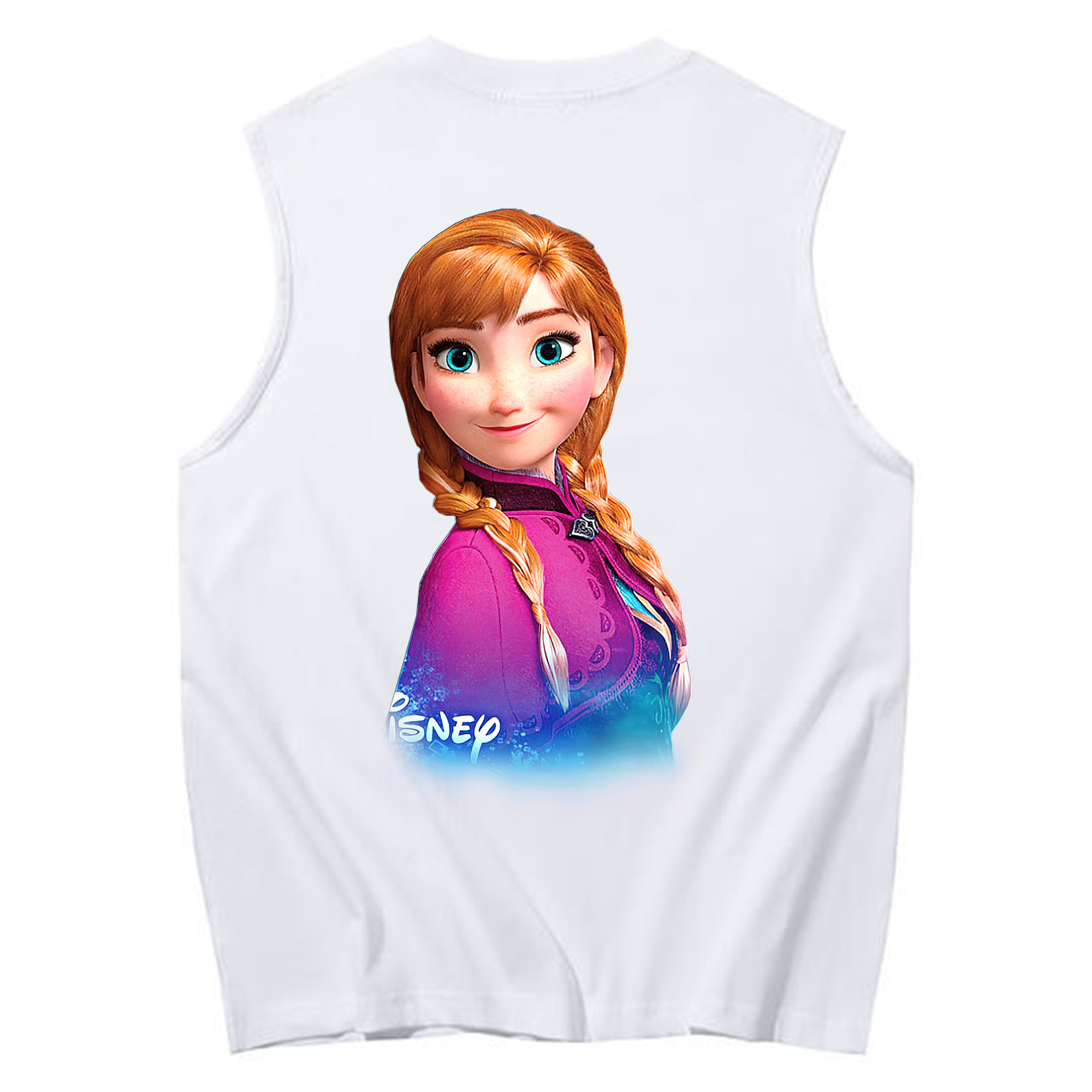（画像用） アナと雪の女王 アンナ エルサ Frozen Anna Elsa コットン100％タンクトップ（背面プリント）
