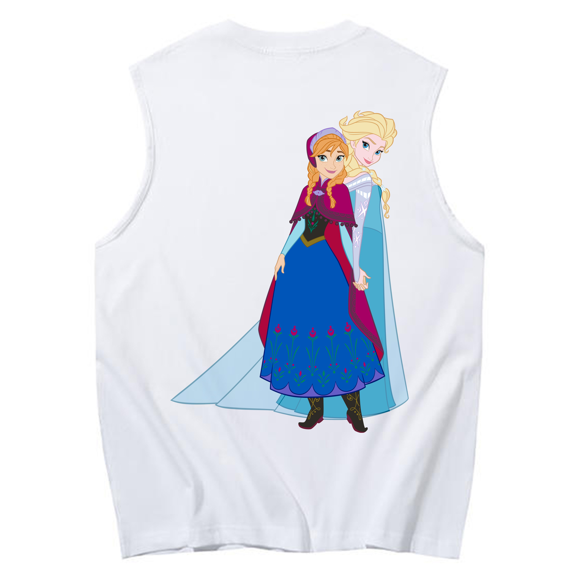 （画像用） アナと雪の女王 アンナ エルサ Frozen Anna Elsa コットン100％タンクトップ（背面プリント）