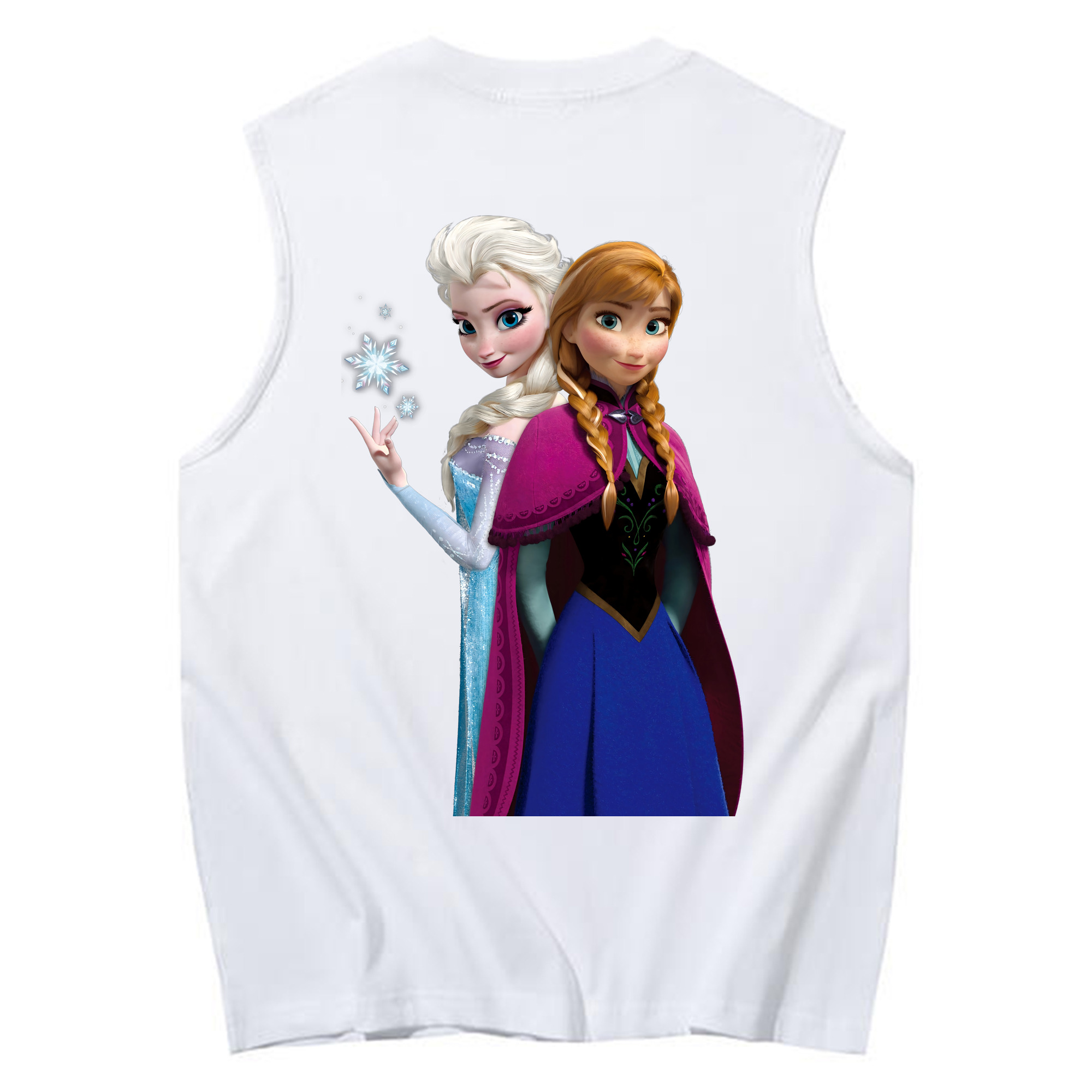 （画像用） アナと雪の女王 アンナ エルサ Frozen Anna Elsa コットン100％タンクトップ（背面プリント）