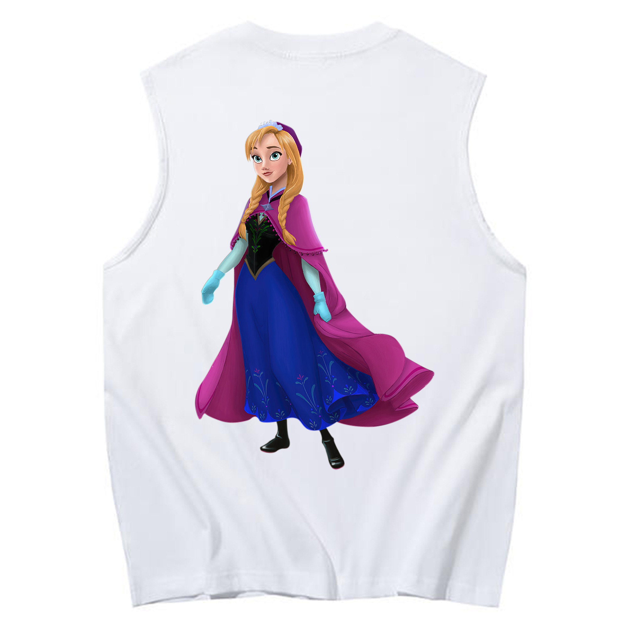 （画像用） アナと雪の女王 アンナ エルサ Frozen Anna Elsa コットン100％タンクトップ（背面プリント）