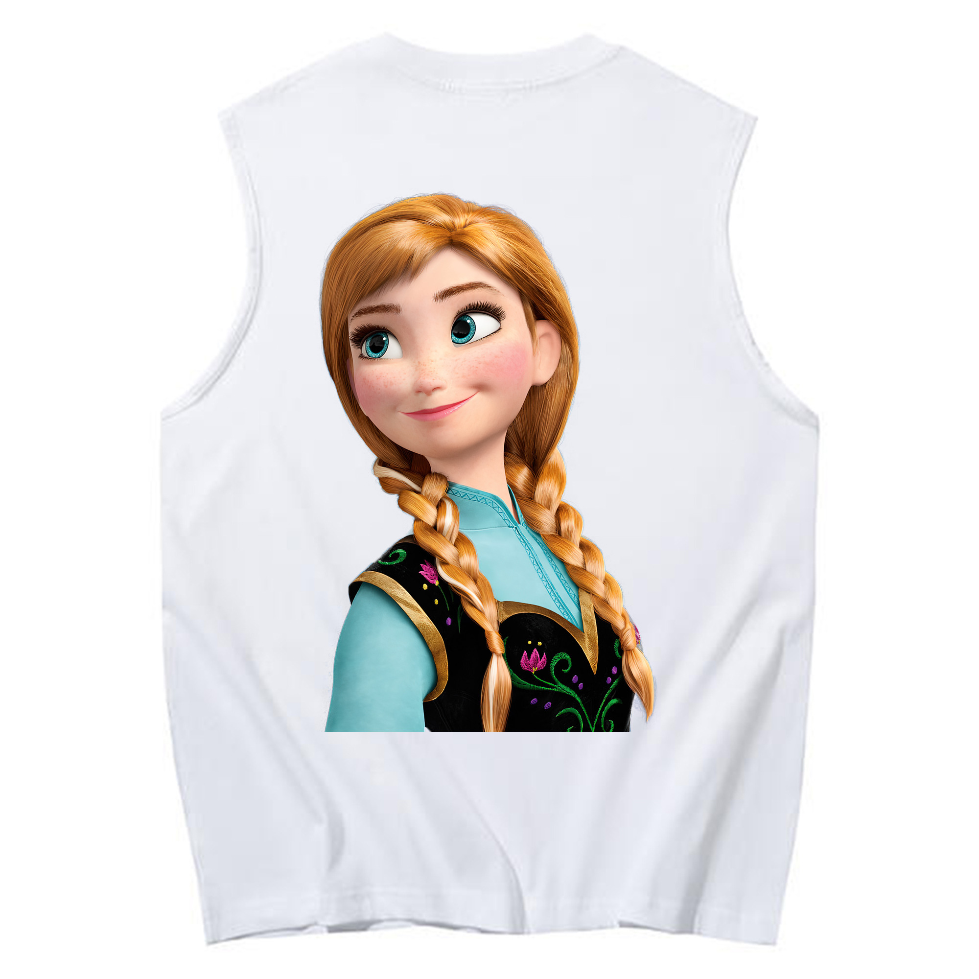 （画像用） アナと雪の女王 アンナ エルサ Frozen Anna Elsa コットン100％タンクトップ（背面プリント）