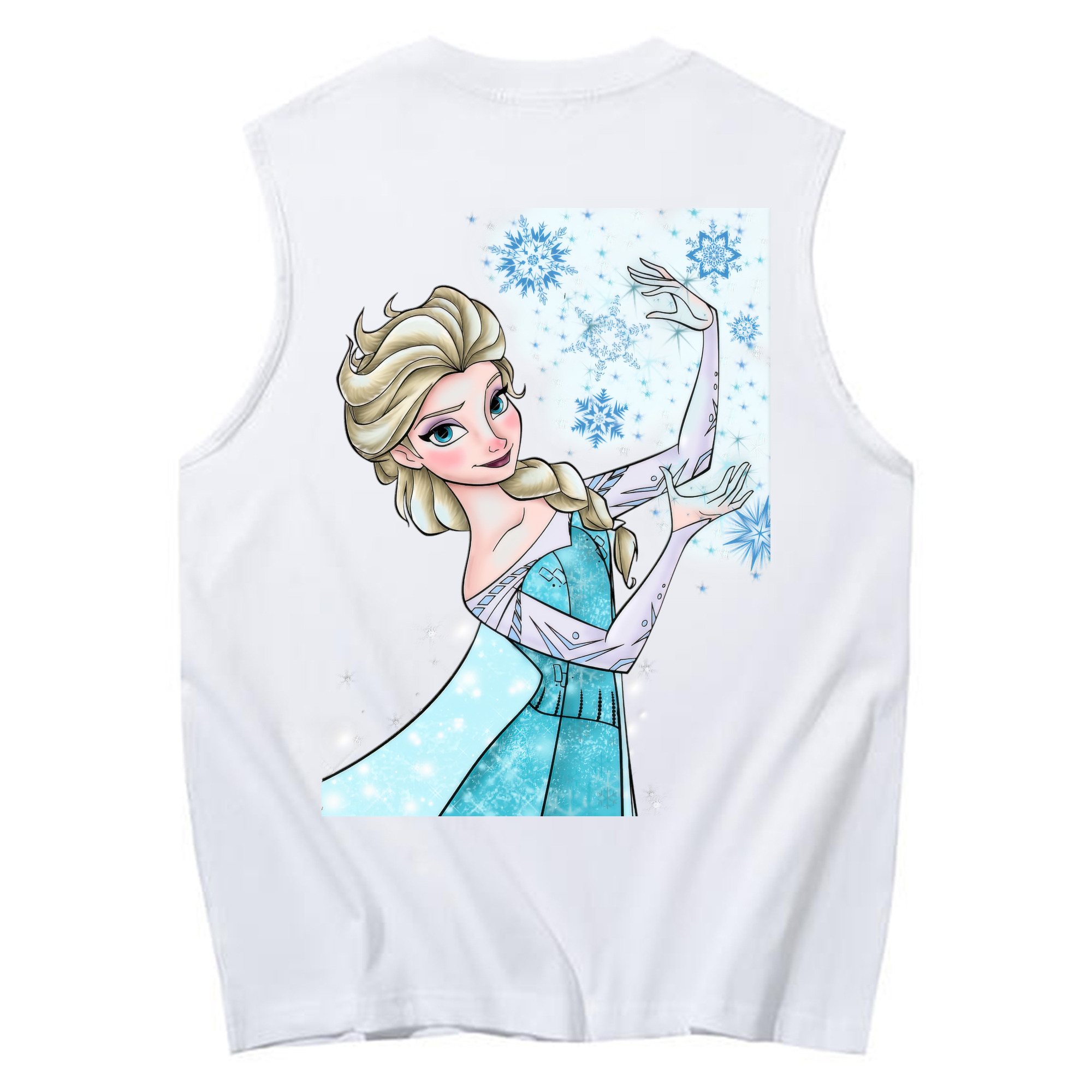 （画像用） アナと雪の女王 アンナ エルサ Frozen Anna Elsa コットン100％タンクトップ（背面プリント）