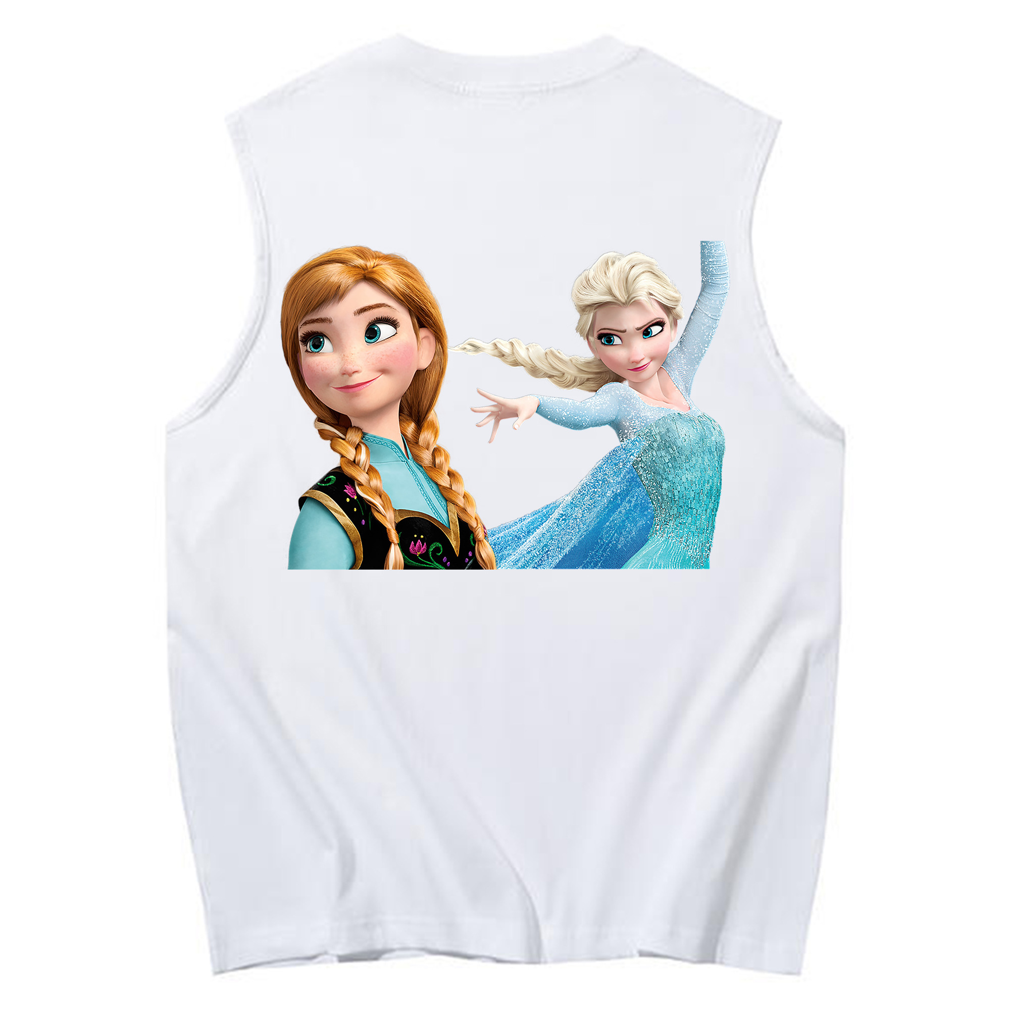 （画像用） アナと雪の女王 アンナ エルサ Frozen Anna Elsa コットン100％タンクトップ（背面プリント）