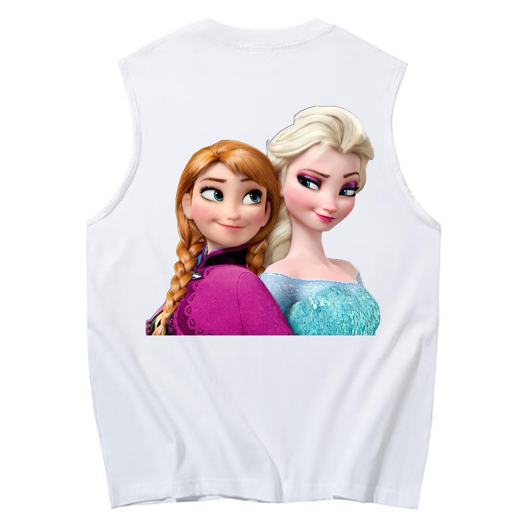 （画像用） アナと雪の女王 アンナ エルサ Frozen Anna Elsa コットン100％タンクトップ（背面プリント）