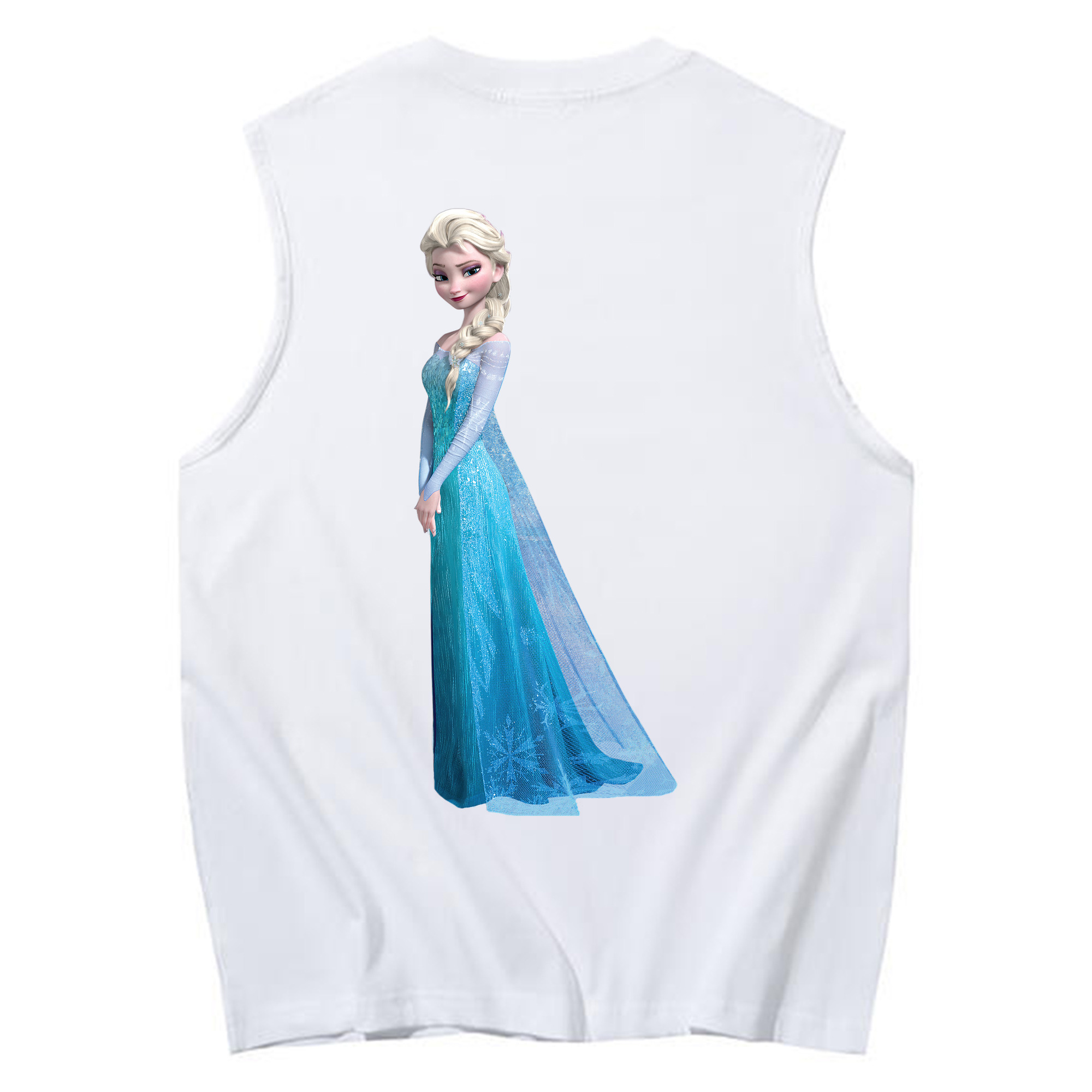 （画像用） アナと雪の女王 アンナ エルサ Frozen Anna Elsa コットン100％タンクトップ（背面プリント）