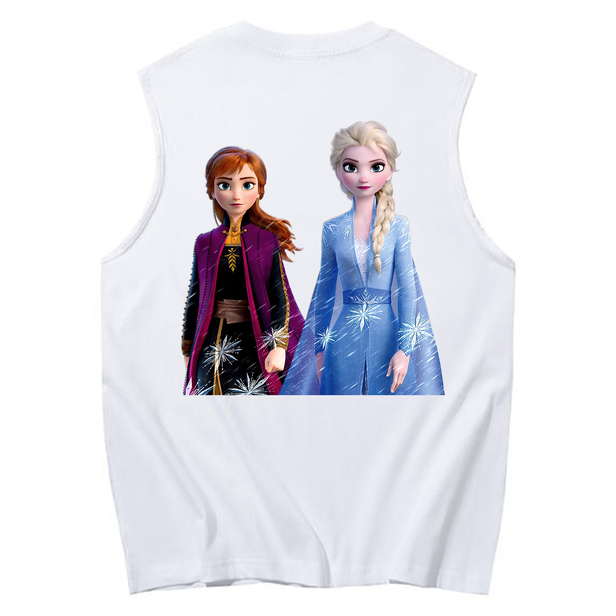 （画像用） アナと雪の女王 アンナ エルサ Frozen Anna Elsa コットン100％タンクトップ（背面プリント）