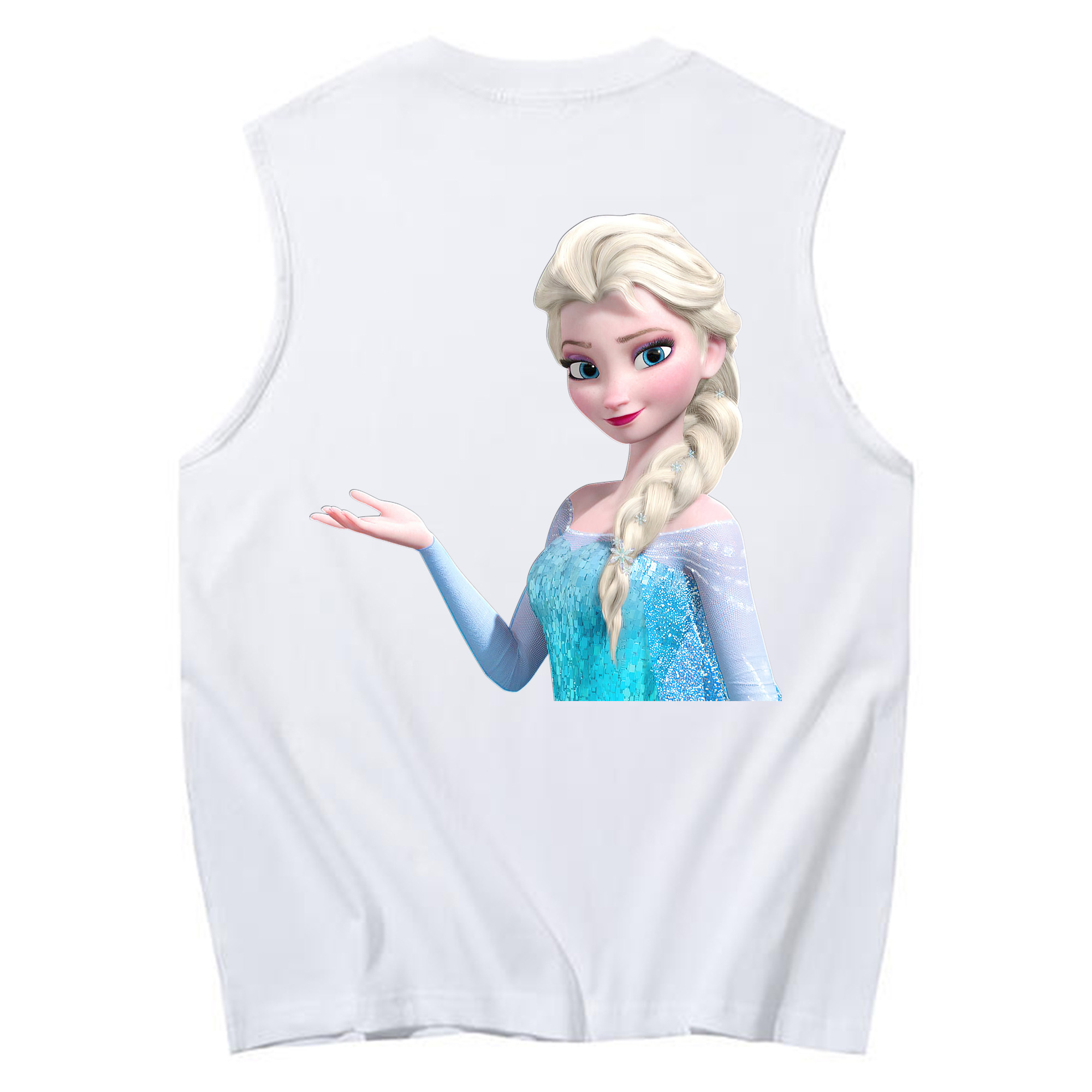 （画像用） アナと雪の女王 アンナ エルサ Frozen Anna Elsa コットン100％タンクトップ（背面プリント）