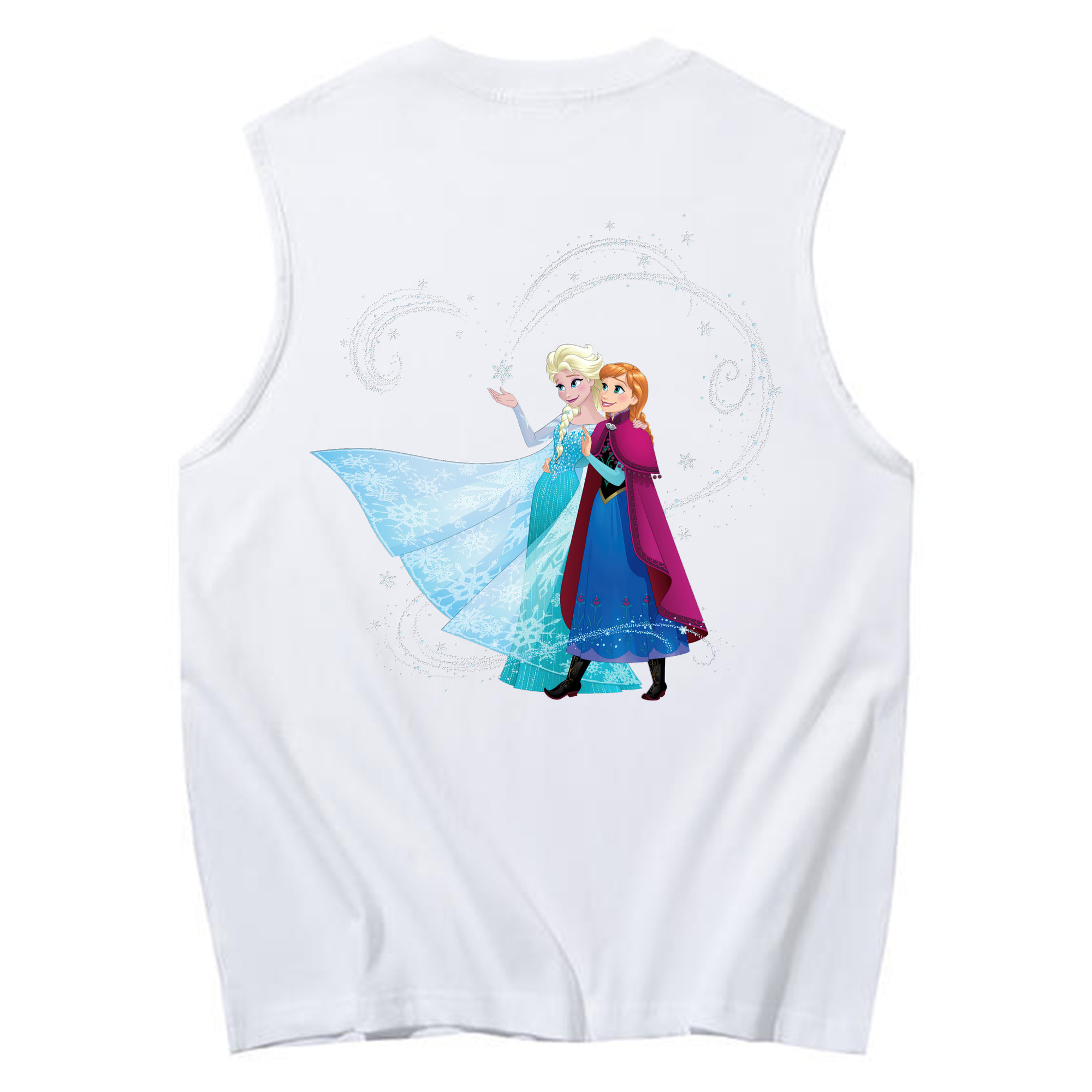 （画像用） アナと雪の女王 アンナ エルサ Frozen Anna Elsa コットン100％タンクトップ（背面プリント）