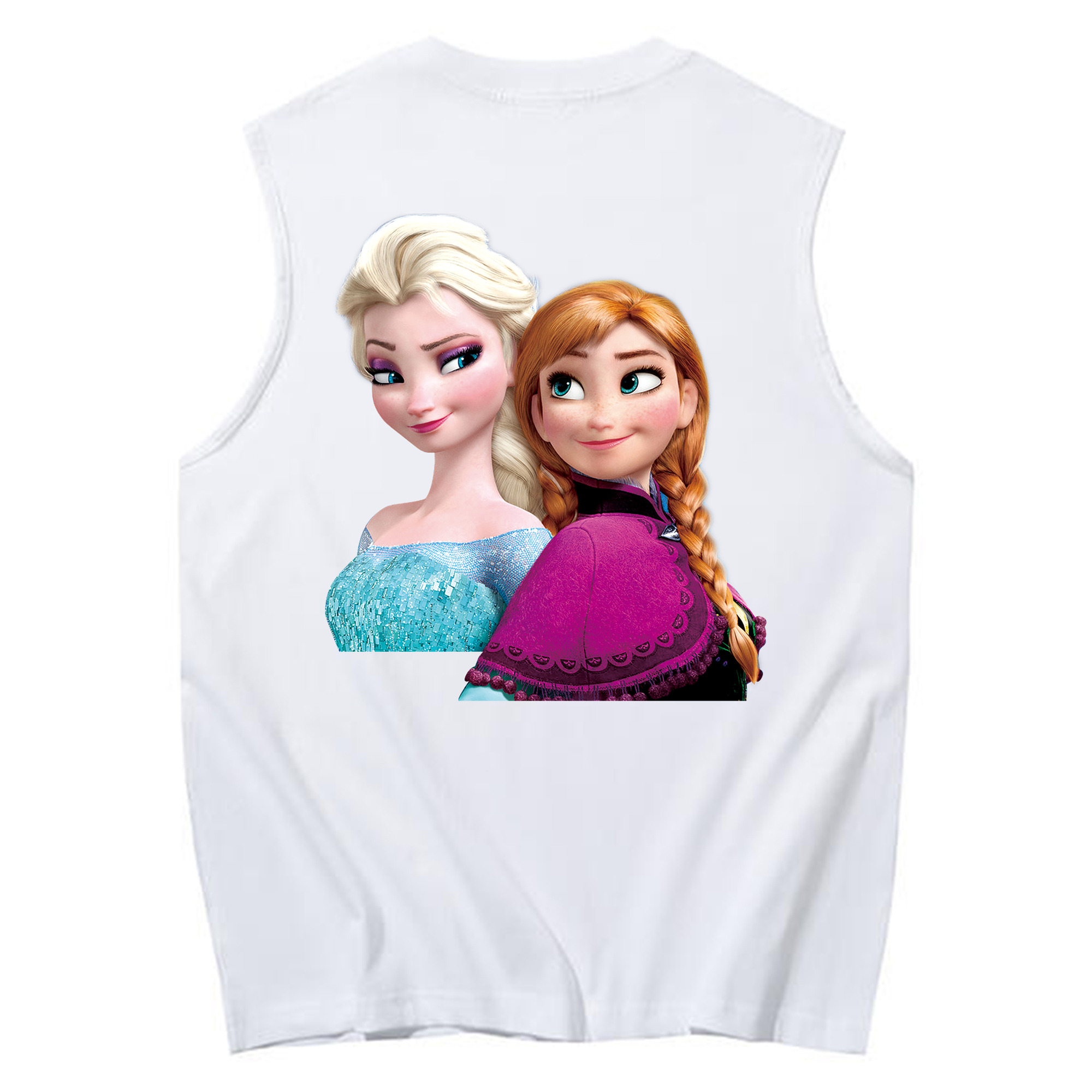 （画像用） アナと雪の女王 アンナ エルサ Frozen Anna Elsa コットン100％タンクトップ（背面プリント）