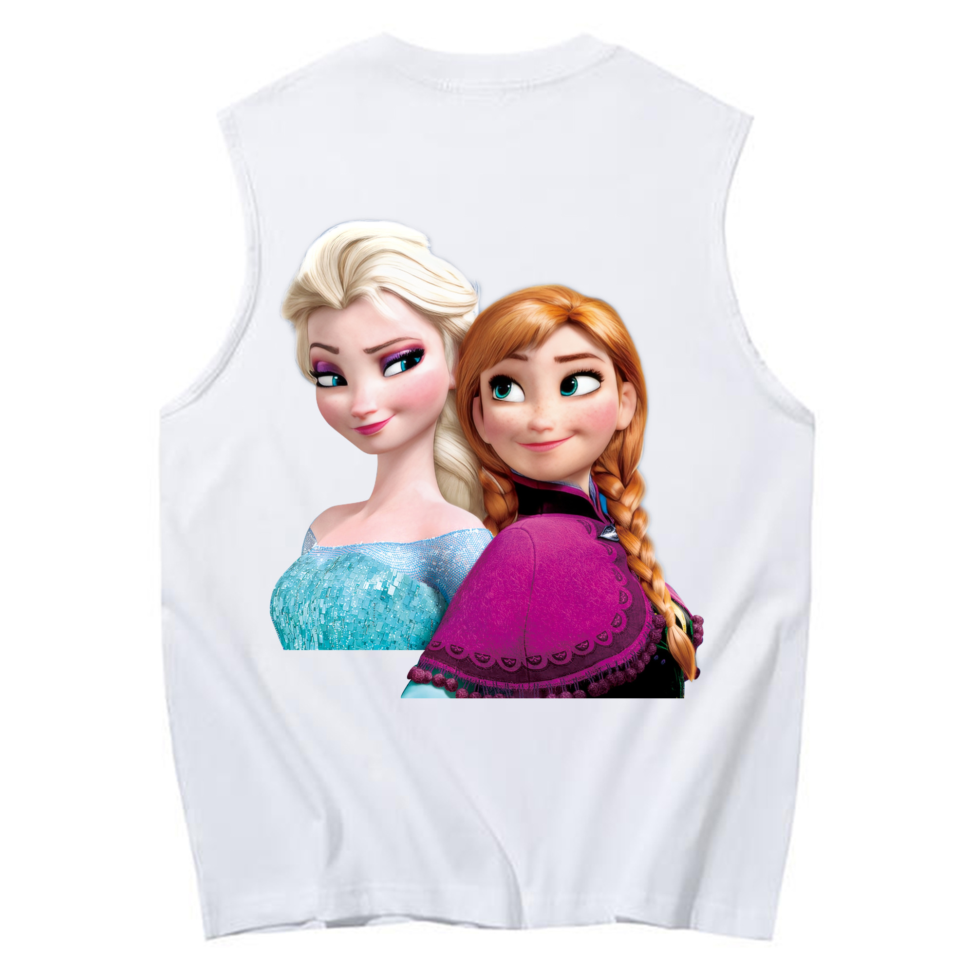 （画像用） アナと雪の女王 アンナ エルサ Frozen Anna Elsa コットン100％タンクトップ（背面プリント）