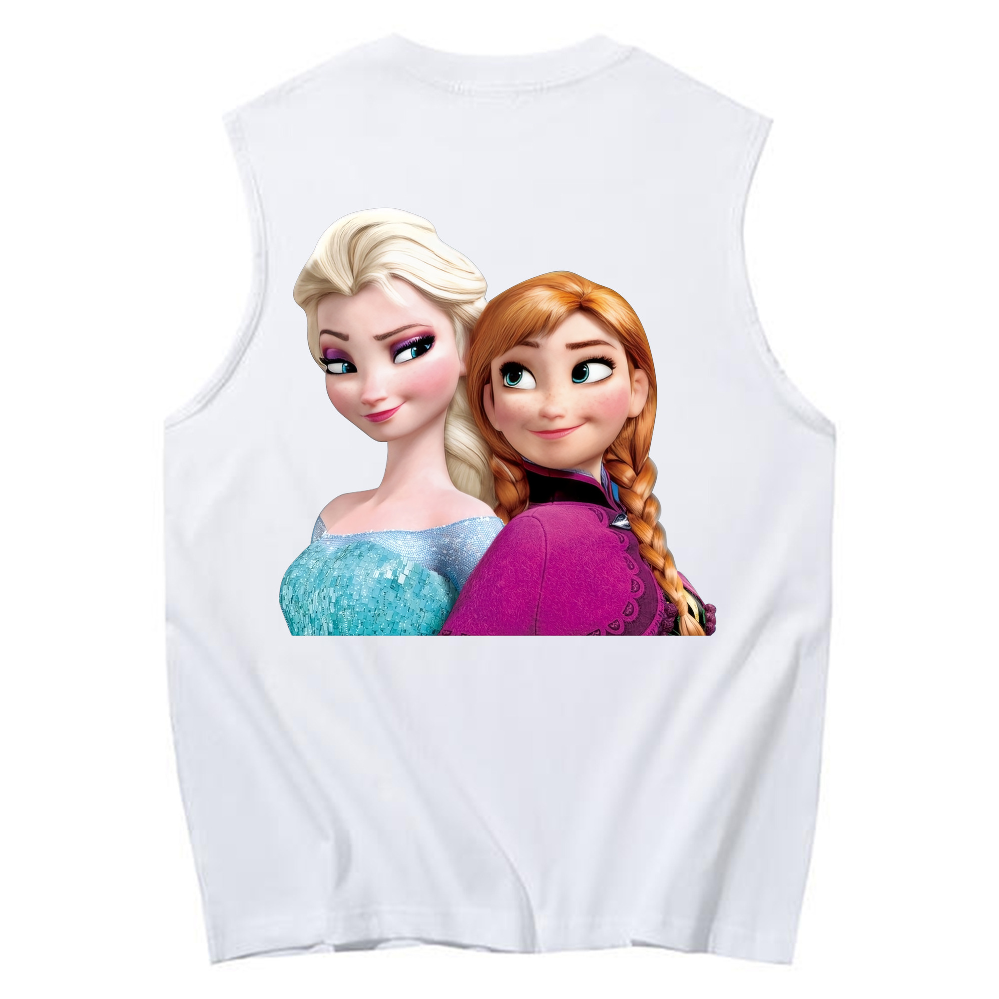 （画像用） アナと雪の女王 アンナ エルサ Frozen Anna Elsa コットン100％タンクトップ（背面プリント）