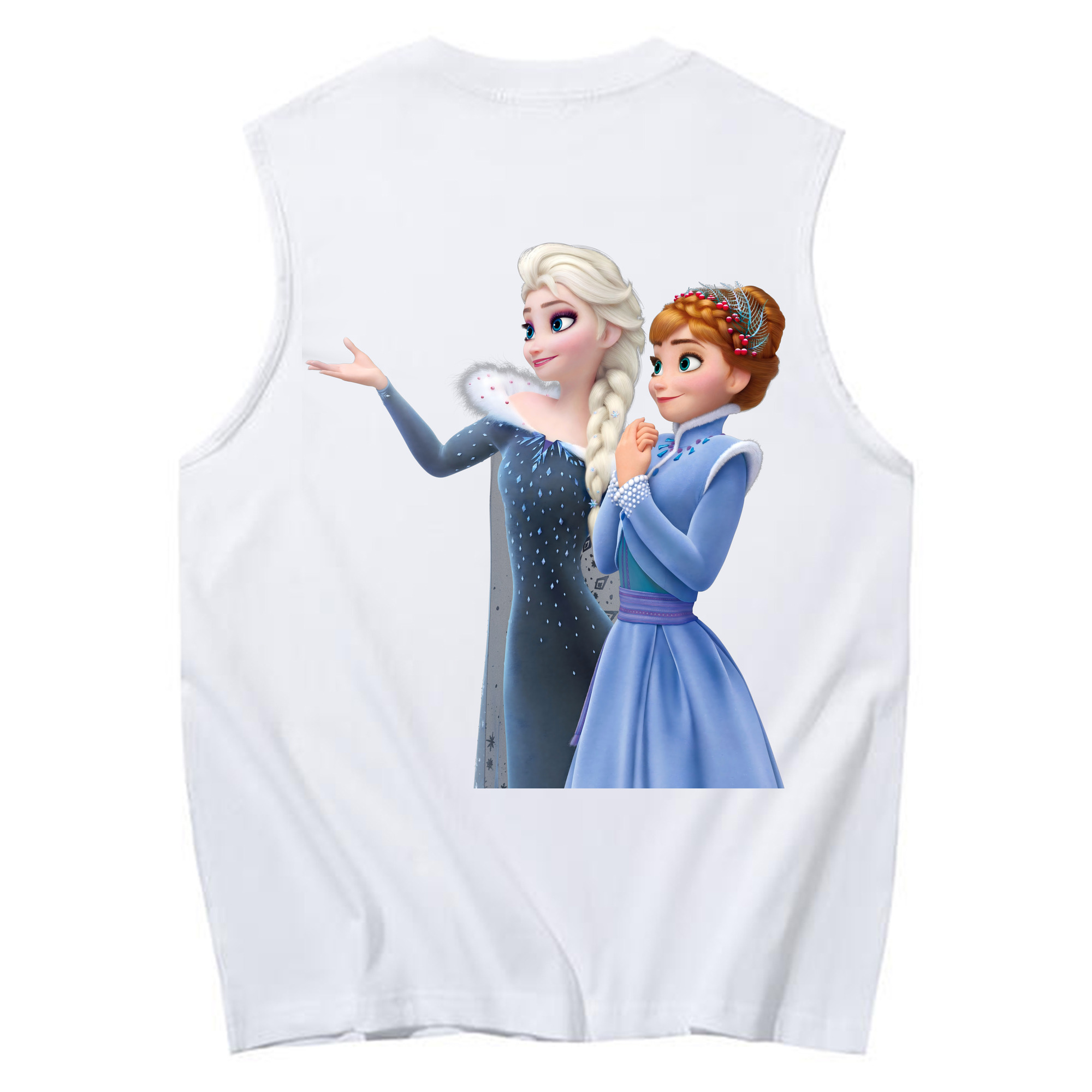 （画像用） アナと雪の女王 アンナ エルサ Frozen Anna Elsa コットン100％タンクトップ（背面プリント）