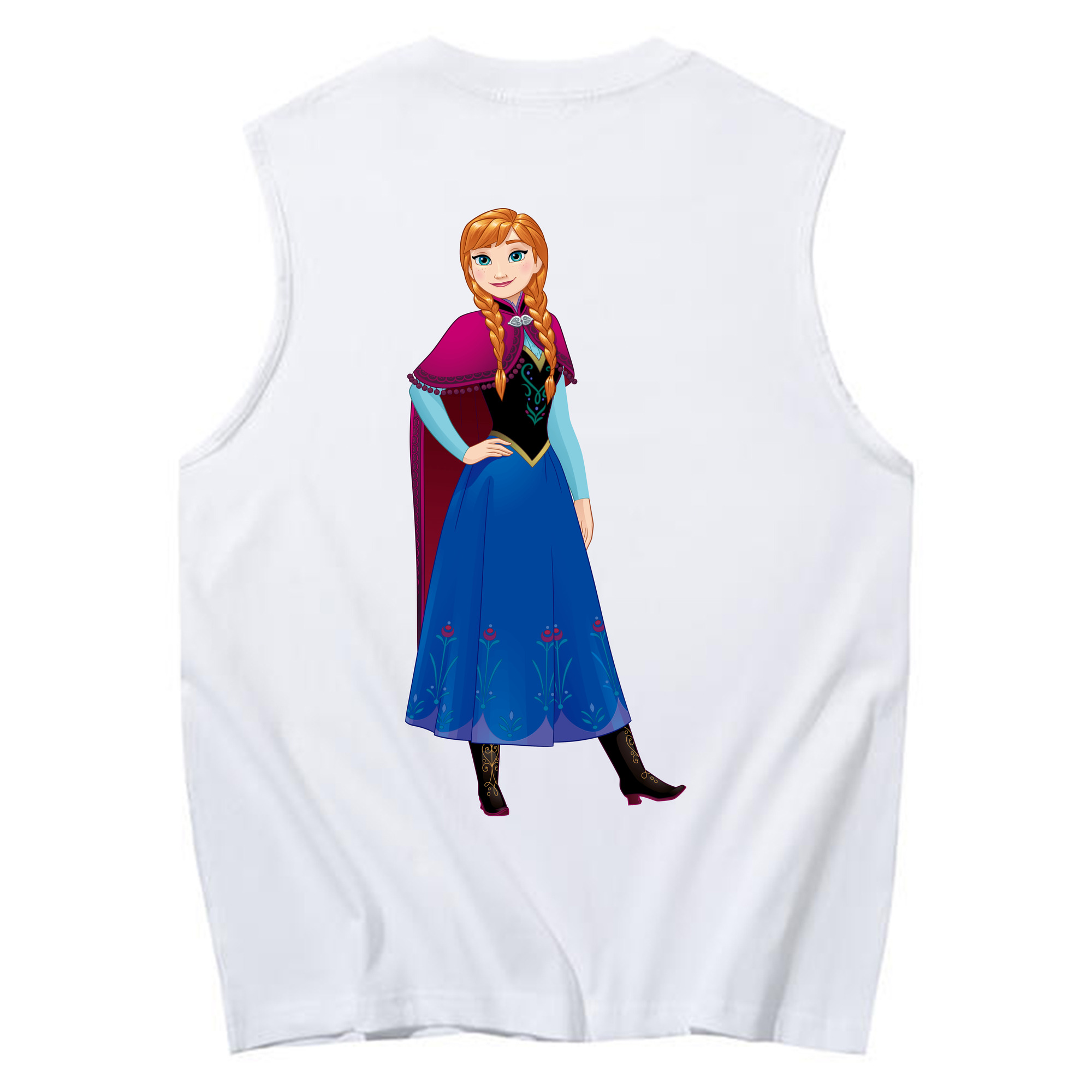 （画像用） アナと雪の女王 アンナ エルサ Frozen Anna Elsa コットン100％タンクトップ（背面プリント）