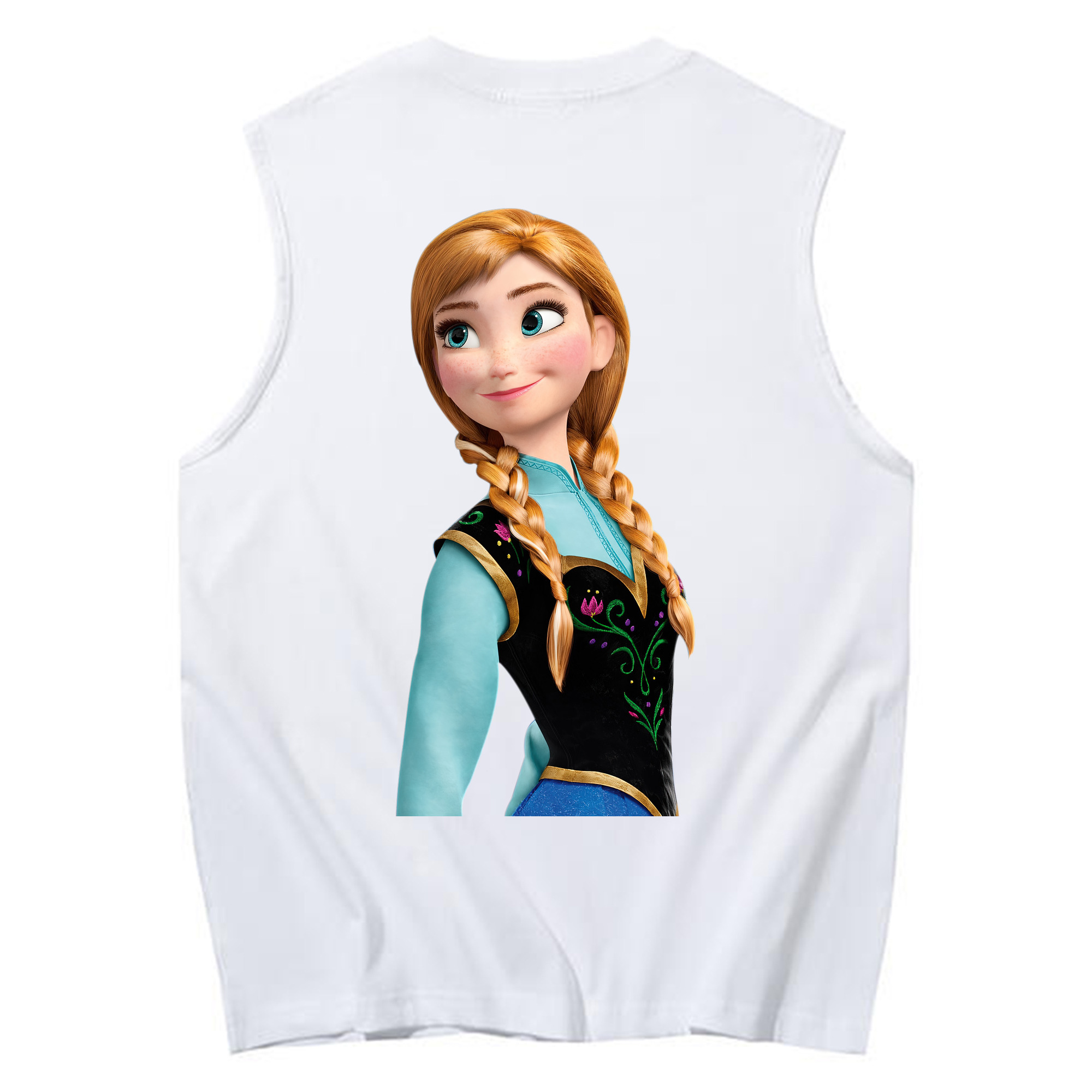 （画像用） アナと雪の女王 アンナ エルサ Frozen Anna Elsa コットン100％タンクトップ（背面プリント）