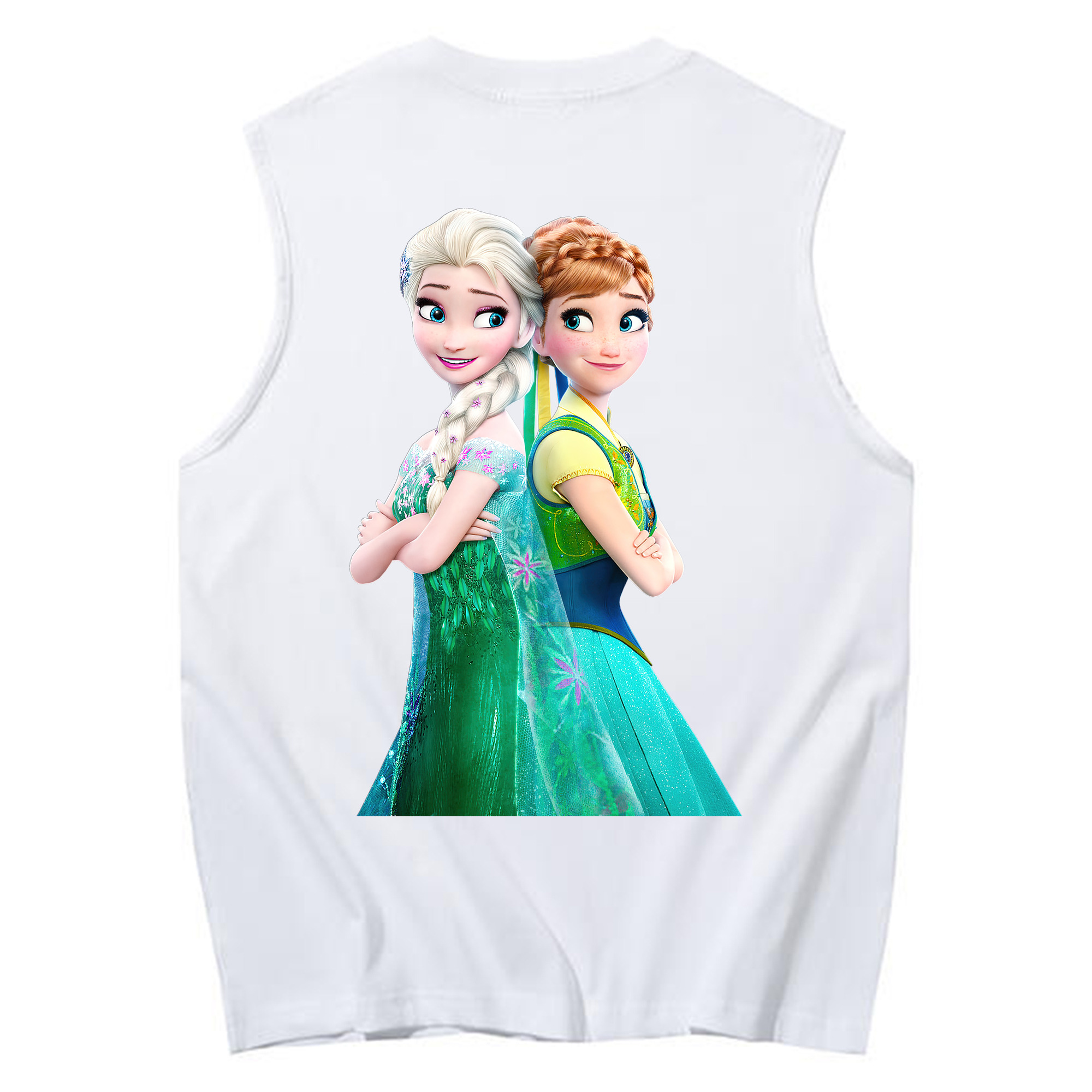 （画像用） アナと雪の女王 アンナ エルサ Frozen Anna Elsa コットン100％タンクトップ（背面プリント）