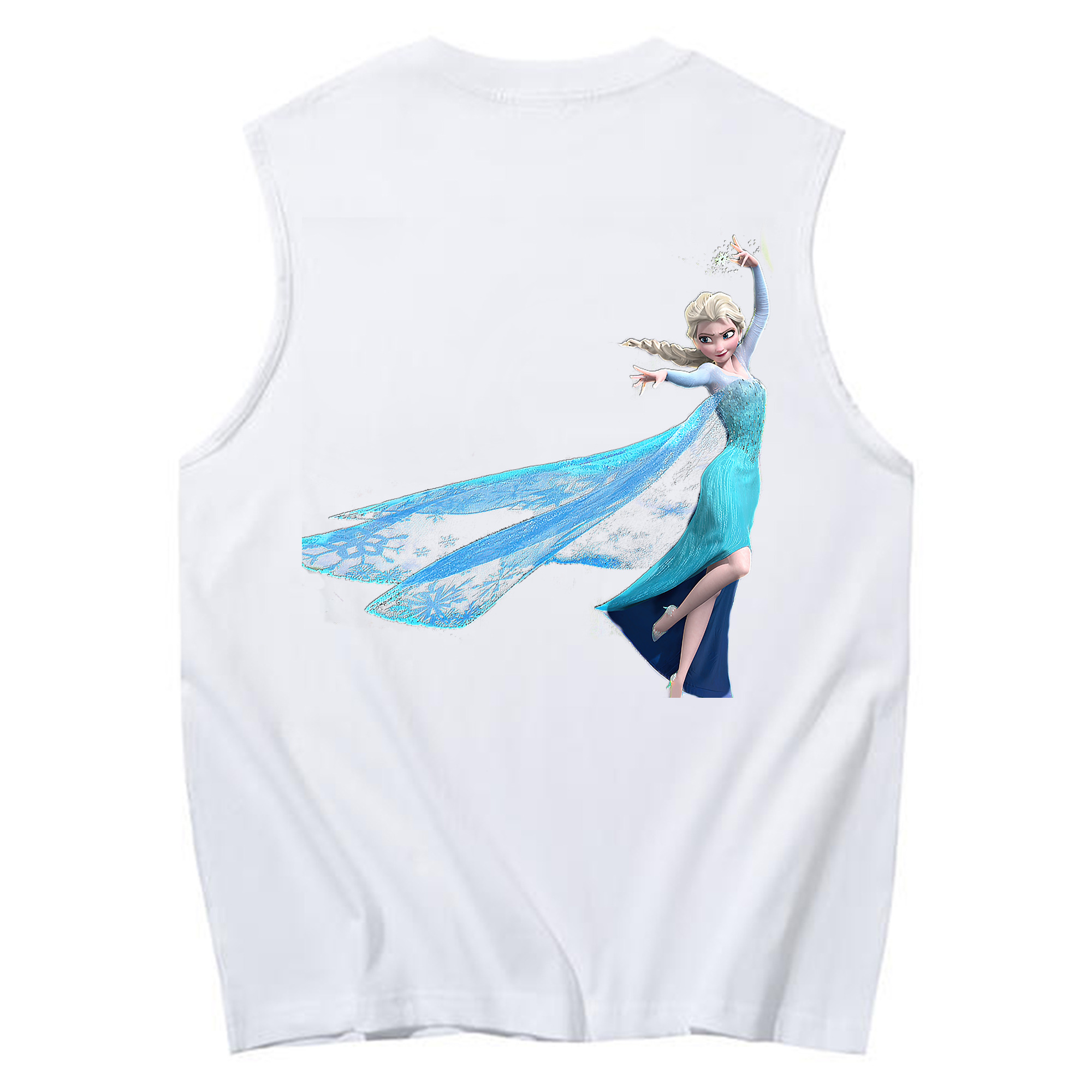 （画像用） アナと雪の女王 アンナ エルサ Frozen Anna Elsa コットン100％タンクトップ（背面プリント）