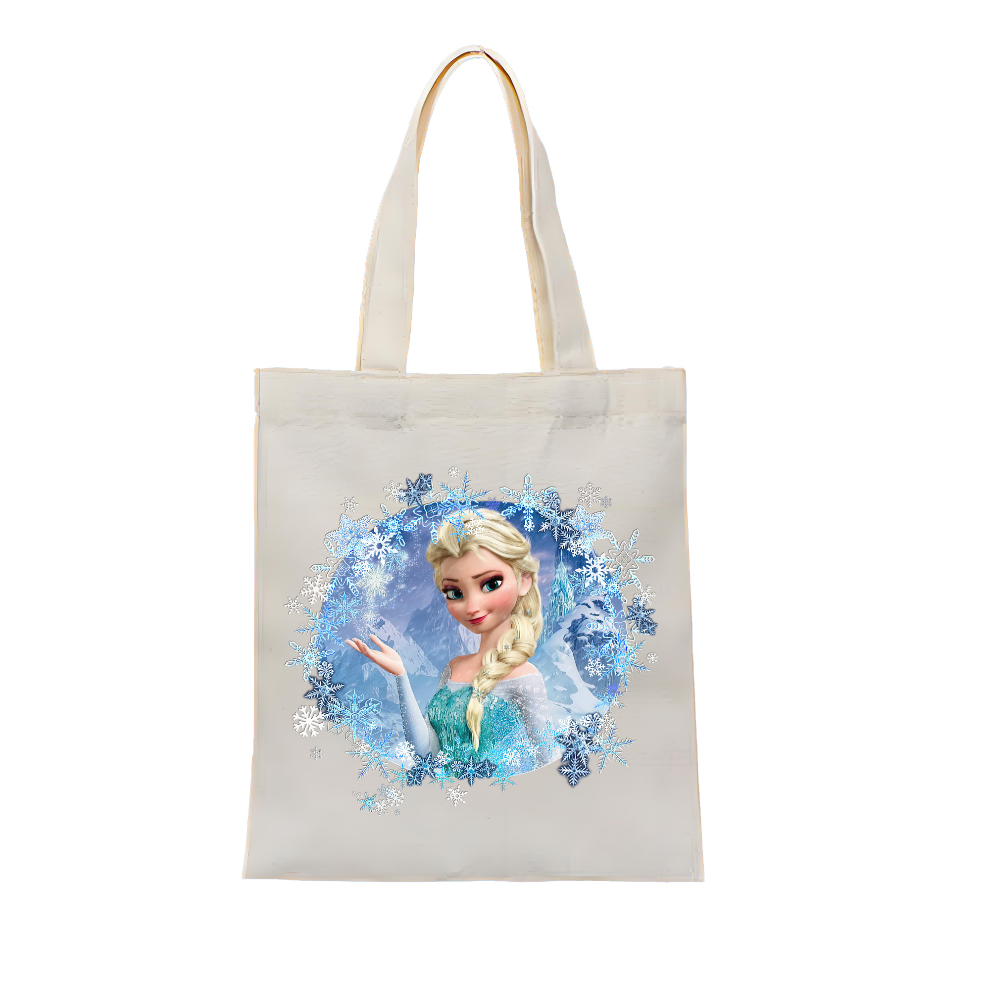 （画像用） アナと雪の女王 アンナ エルサ Frozen Anna Elsa 縦型キャンバス生地手提げバッグ　トートバッグ