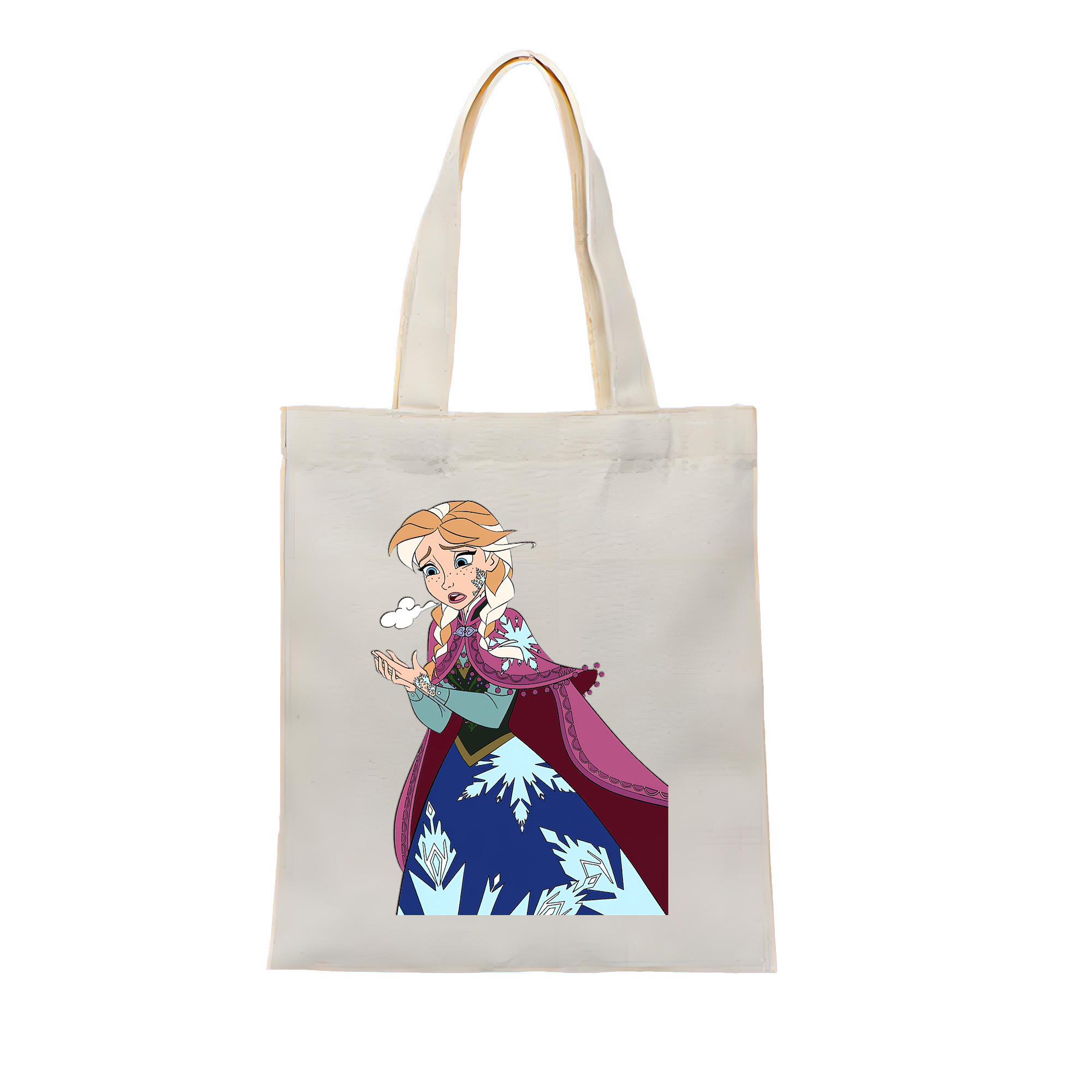 （画像用） アナと雪の女王 アンナ エルサ Frozen Anna Elsa 縦型キャンバス生地手提げバッグ　トートバッグ