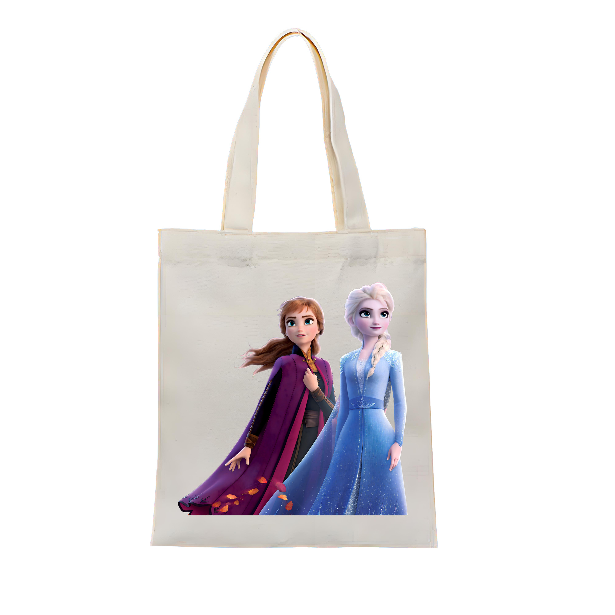 （画像用） アナと雪の女王 アンナ エルサ Frozen Anna Elsa 縦型キャンバス生地手提げバッグ　トートバッグ