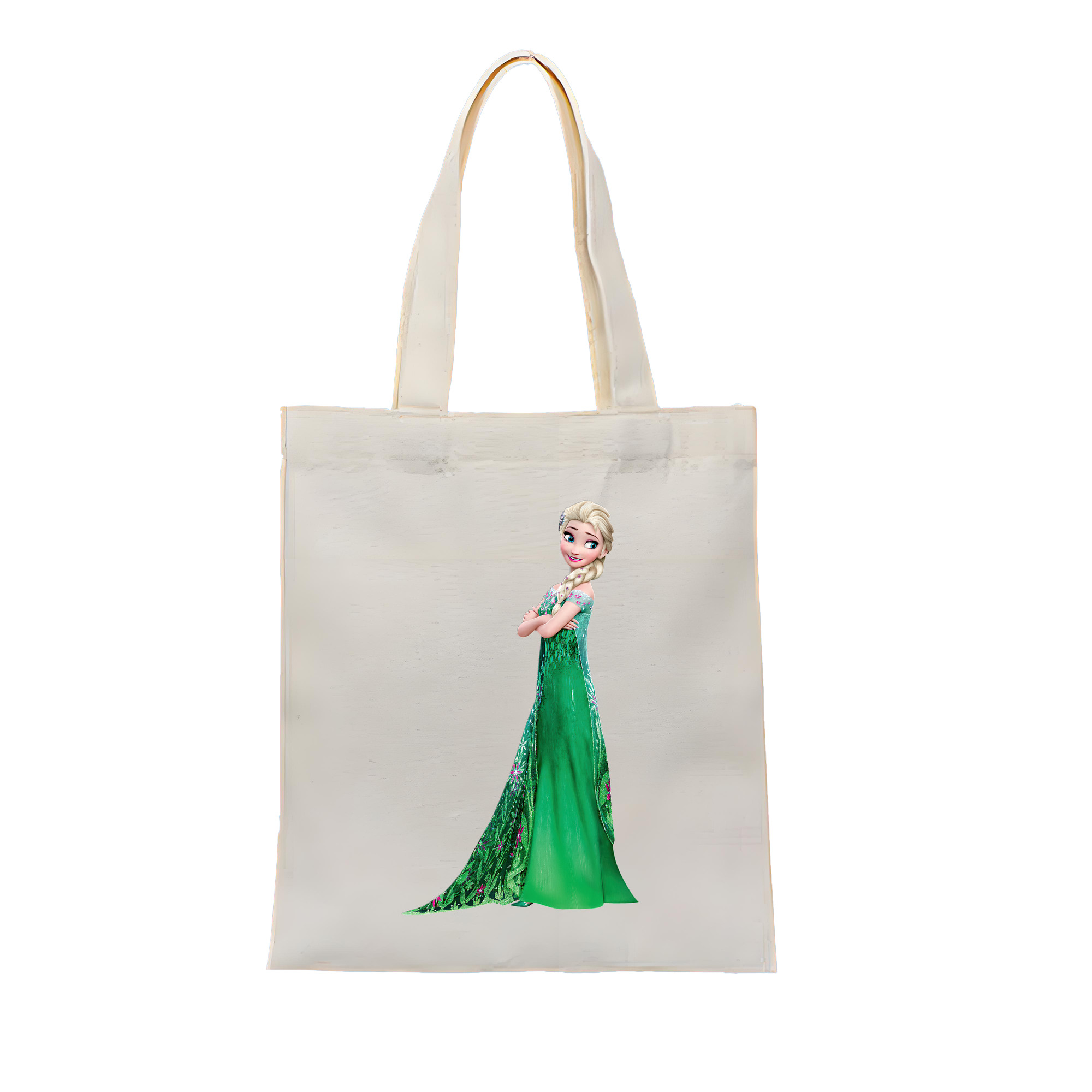 （画像用） アナと雪の女王 アンナ エルサ Frozen Anna Elsa 縦型キャンバス生地手提げバッグ　トートバッグ