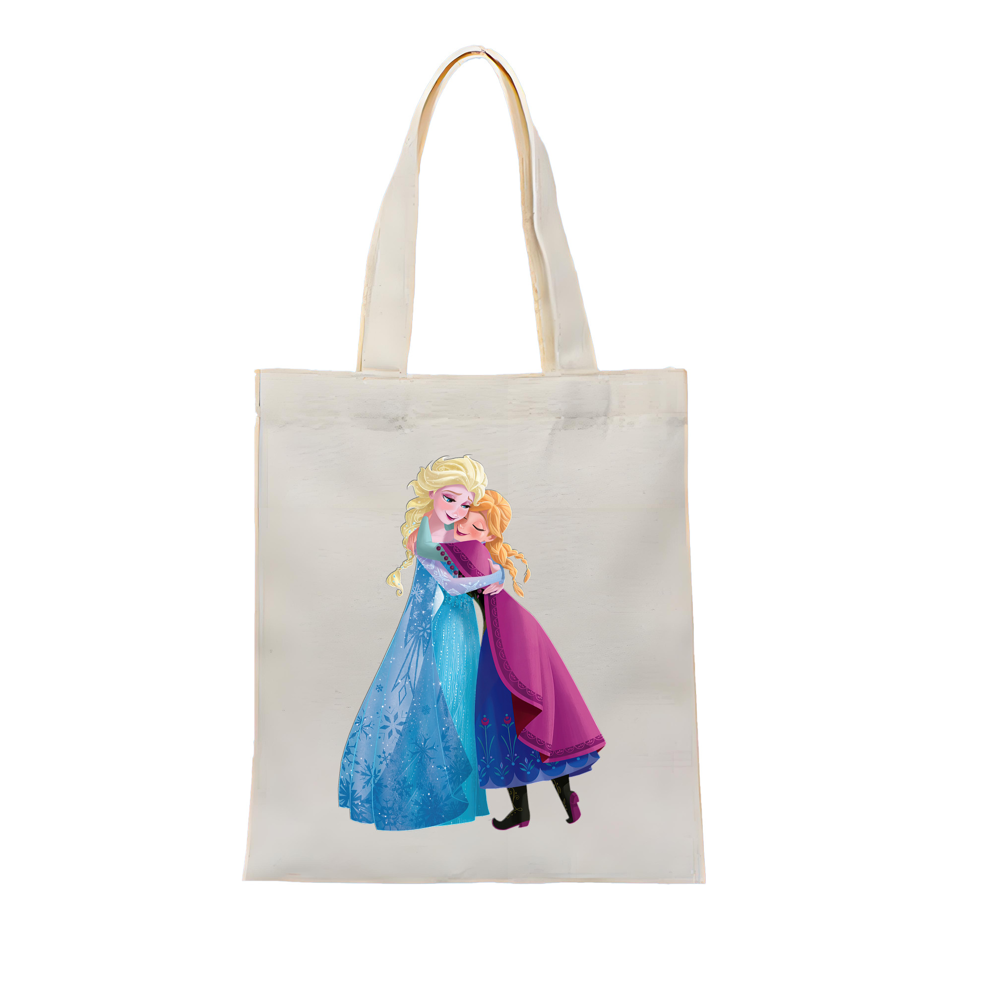 （画像用） アナと雪の女王 アンナ エルサ Frozen Anna Elsa 縦型キャンバス生地手提げバッグ　トートバッグ