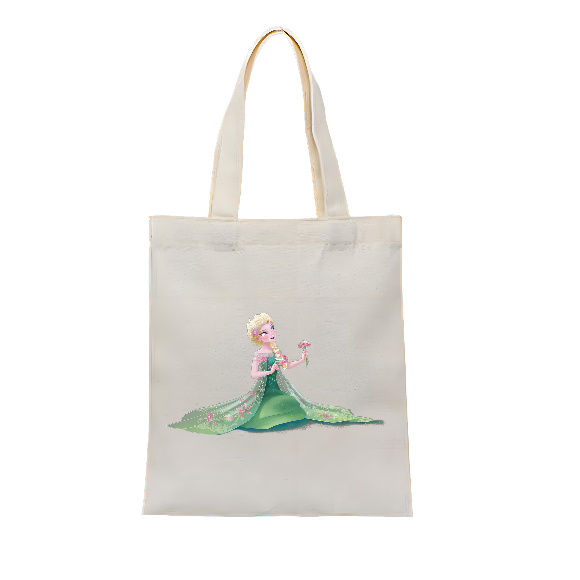 （画像用） アナと雪の女王 アンナ エルサ Frozen Anna Elsa 縦型キャンバス生地手提げバッグ　トートバッグ