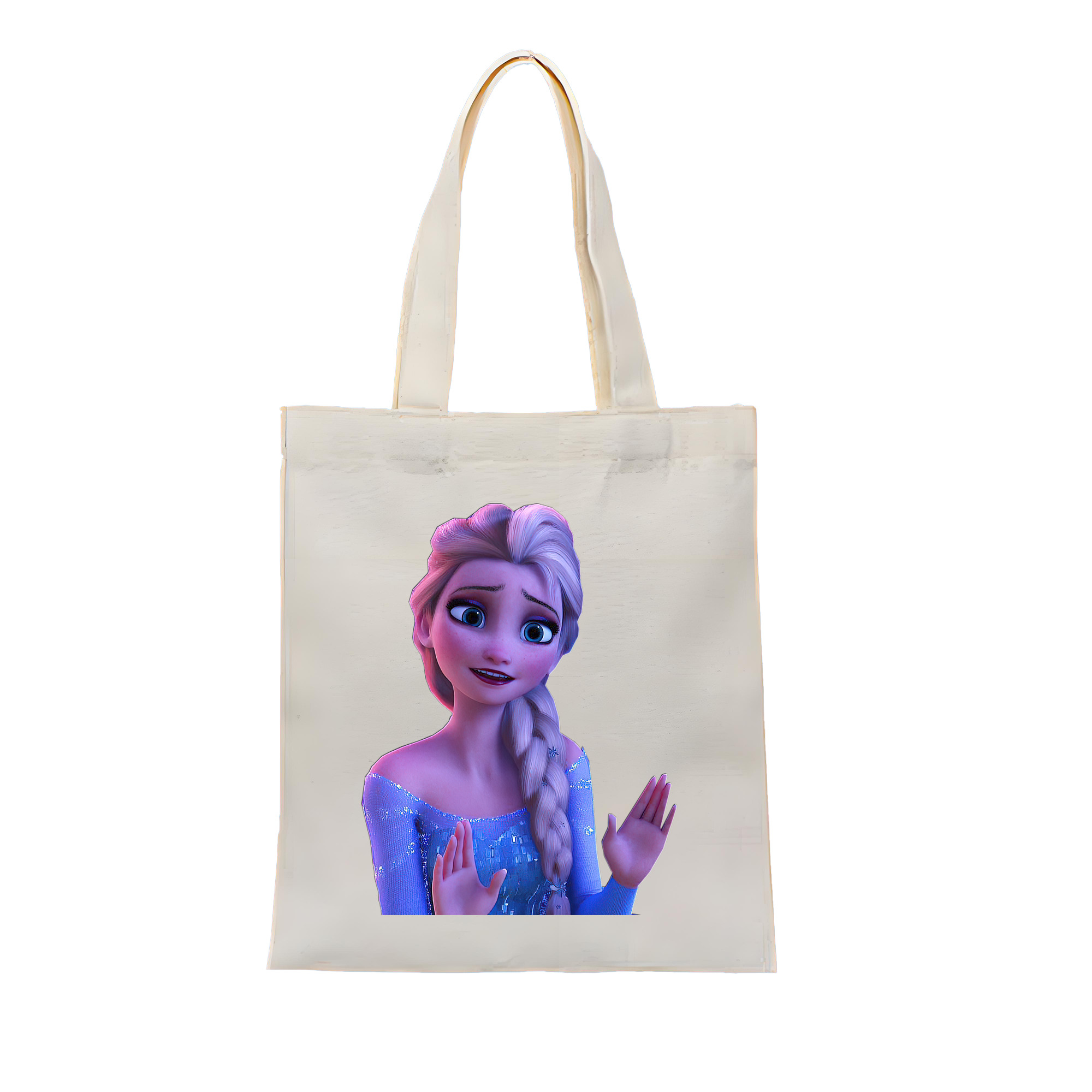 （画像用） アナと雪の女王 アンナ エルサ Frozen Anna Elsa 縦型キャンバス生地手提げバッグ　トートバッグ