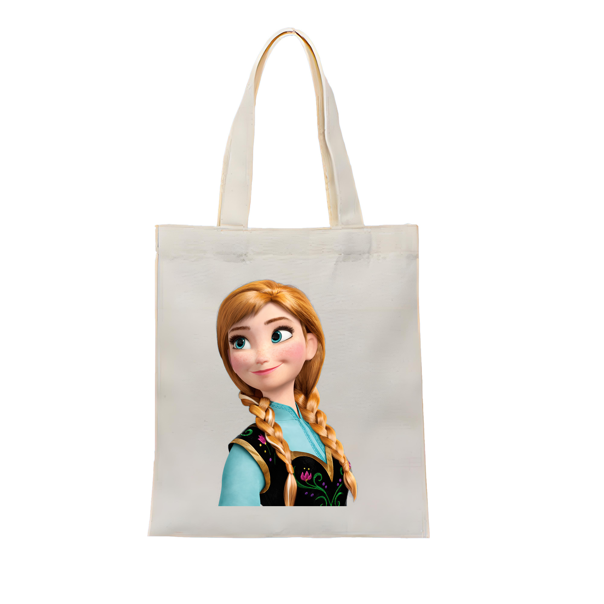 （画像用） アナと雪の女王 アンナ エルサ Frozen Anna Elsa 縦型キャンバス生地手提げバッグ　トートバッグ